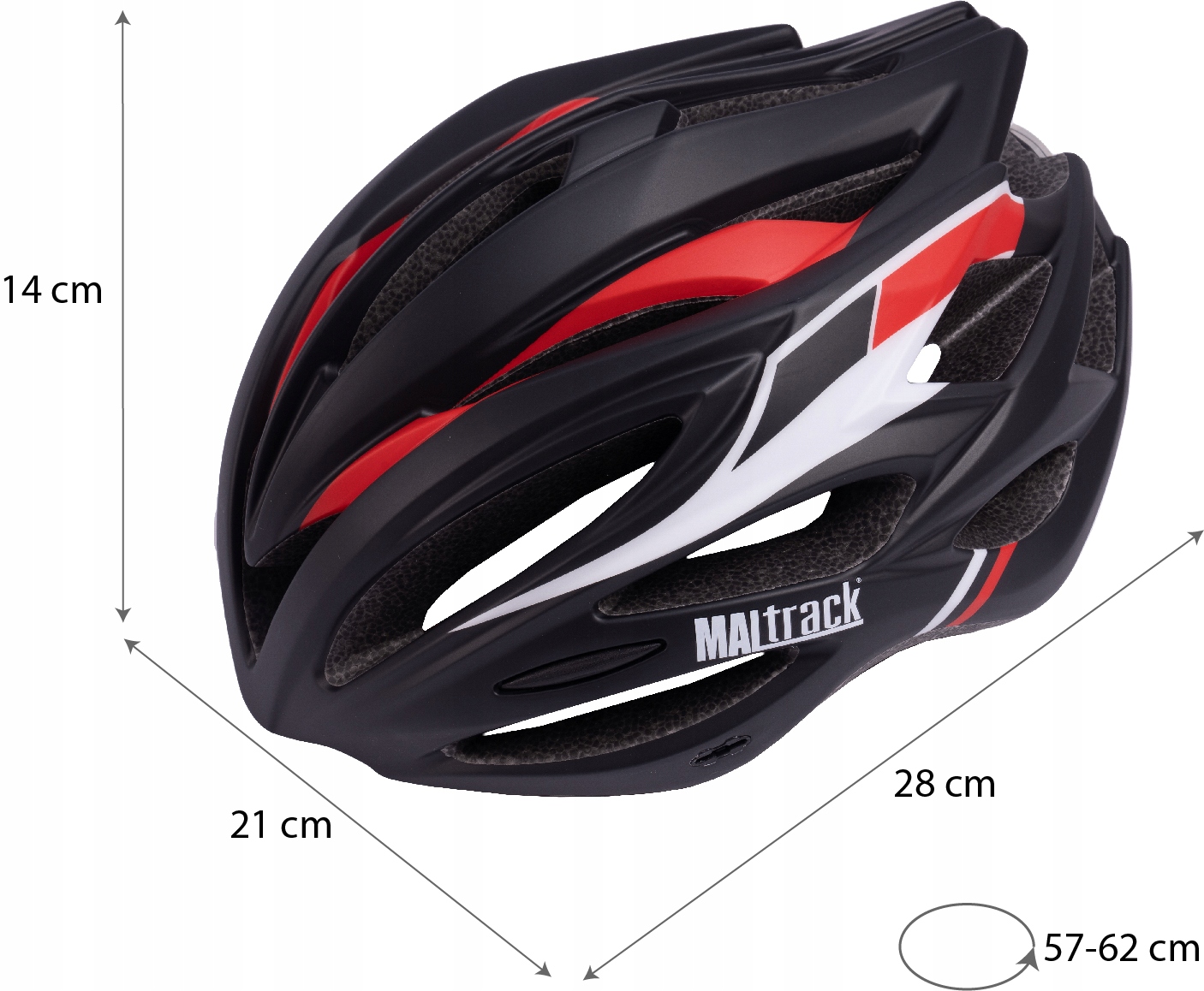 KASK ROWEROWY MĘSKI DAMSKI SPORT REGULOWANY 57-62 Kolor czarny