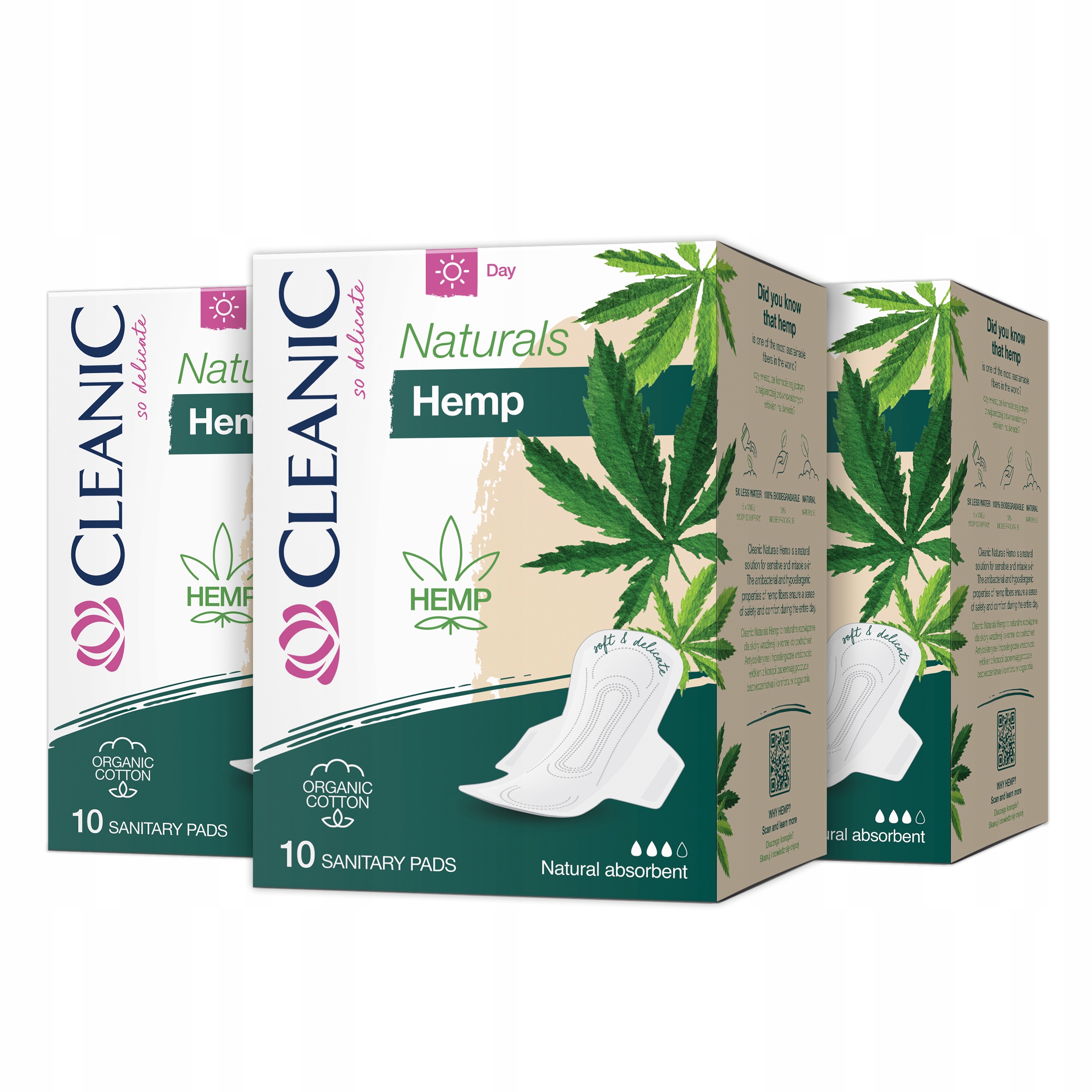 

3x Cleanic Podpaski Naturals Organic Hemp na dzień