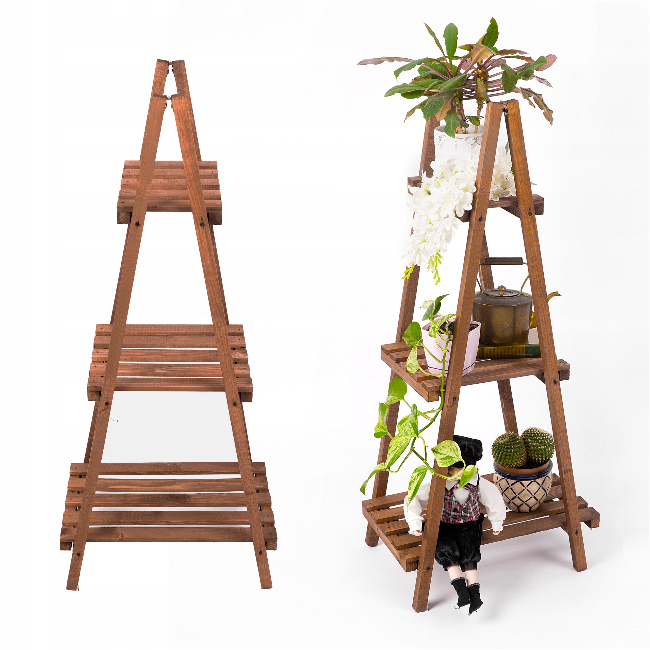 Držák Na Květináč Stojan na květiny Stojící na rostliny Dřevěný regál Police Velký