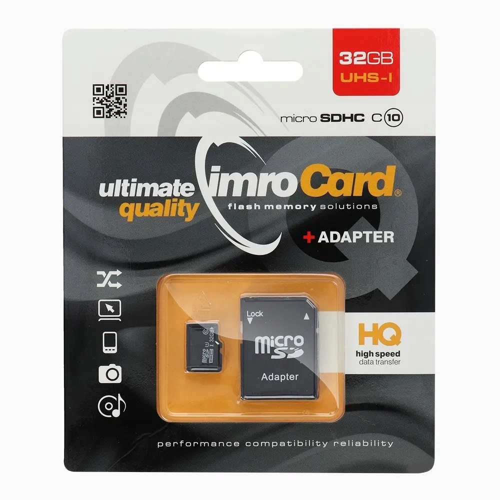 Imro karta pamięci microSD 32GB 100MB/s class 10 Uhs I z adapterem Sd