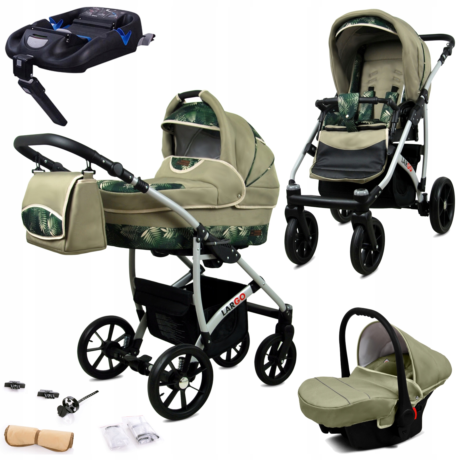 Wózek 4w1 BabyLux Largo Alu spacerówka gondola fotelik samochodowy Isofix