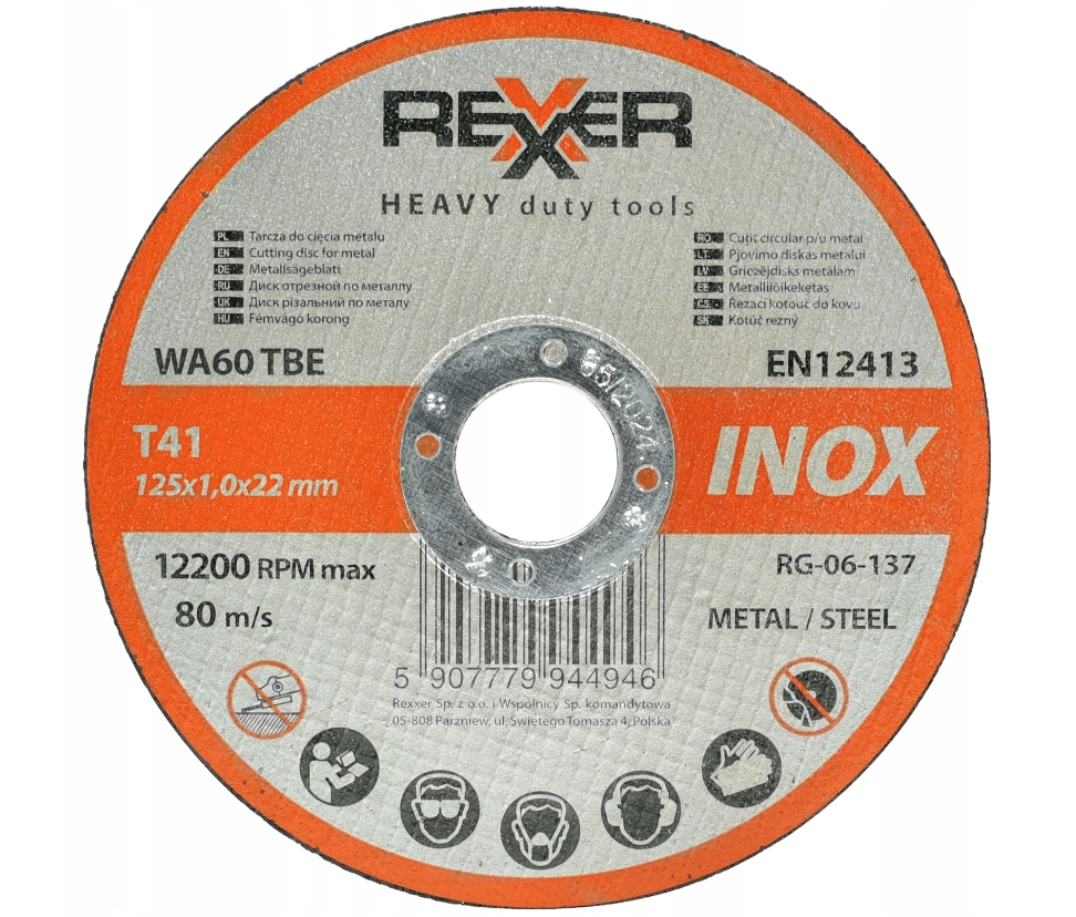 

Tarcza Do Cięcia Stali Inox Rexxer 125x1,0 mm