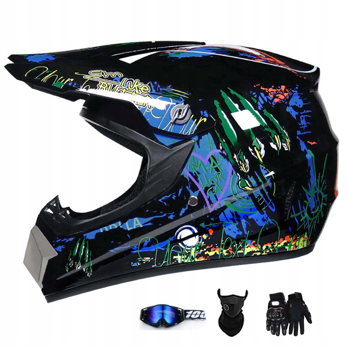 Motocyklová Přilba Crossová Lehká Enduro Quada Brýle Rukavice Maska L