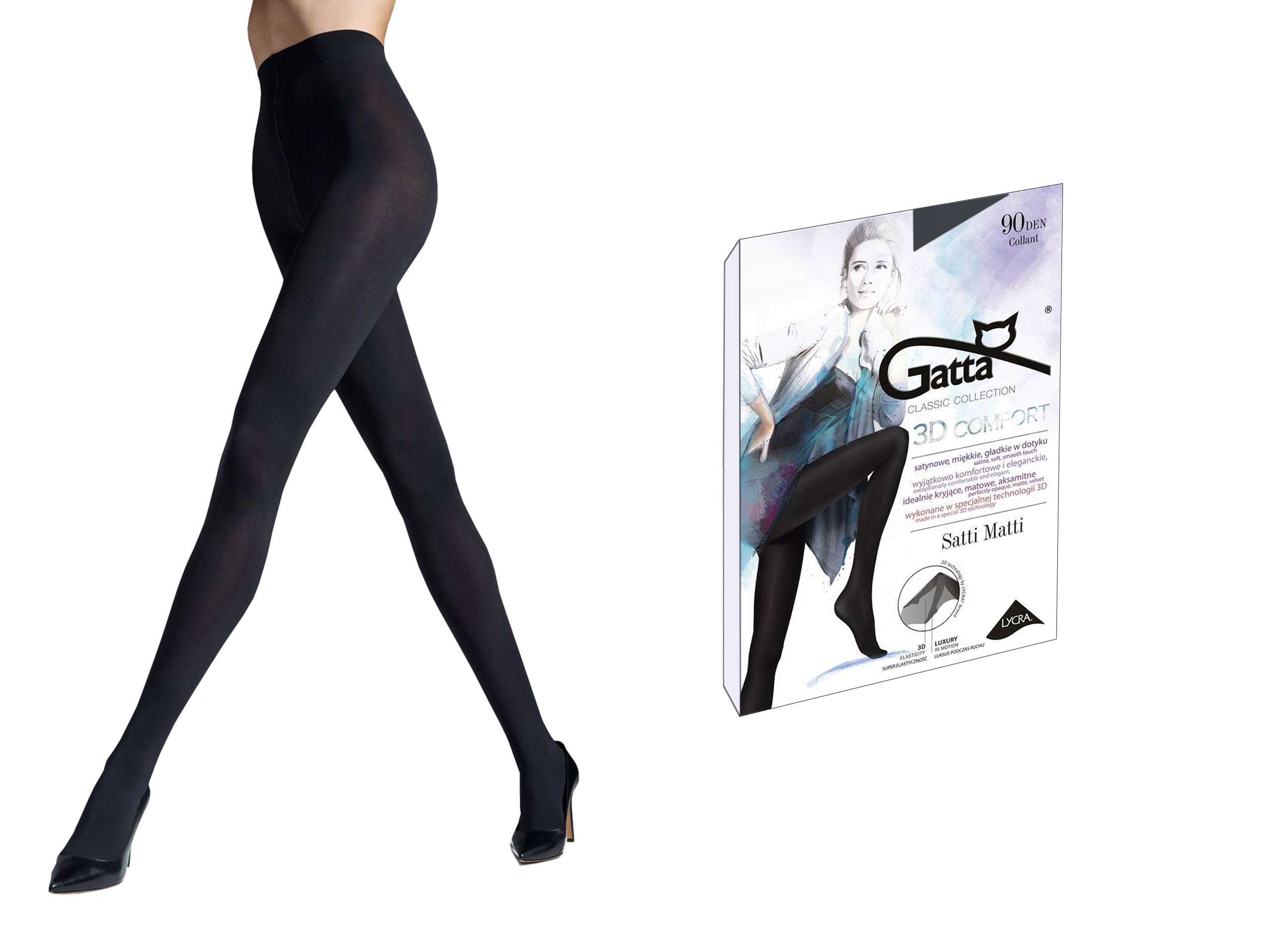 

Gatta rajstopy Satti Matti 90 den lycra grafit 3-M