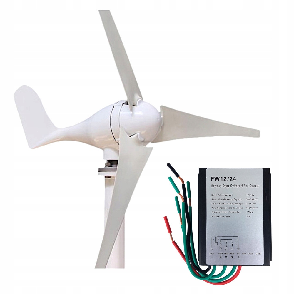 WIATRAK PRĄDOTWÓRCZY TURBINA WIATROWA 300W 12V