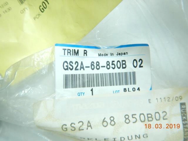 side upholstery boot right MAZDA 6 WAGON GH / GS2A68850B02