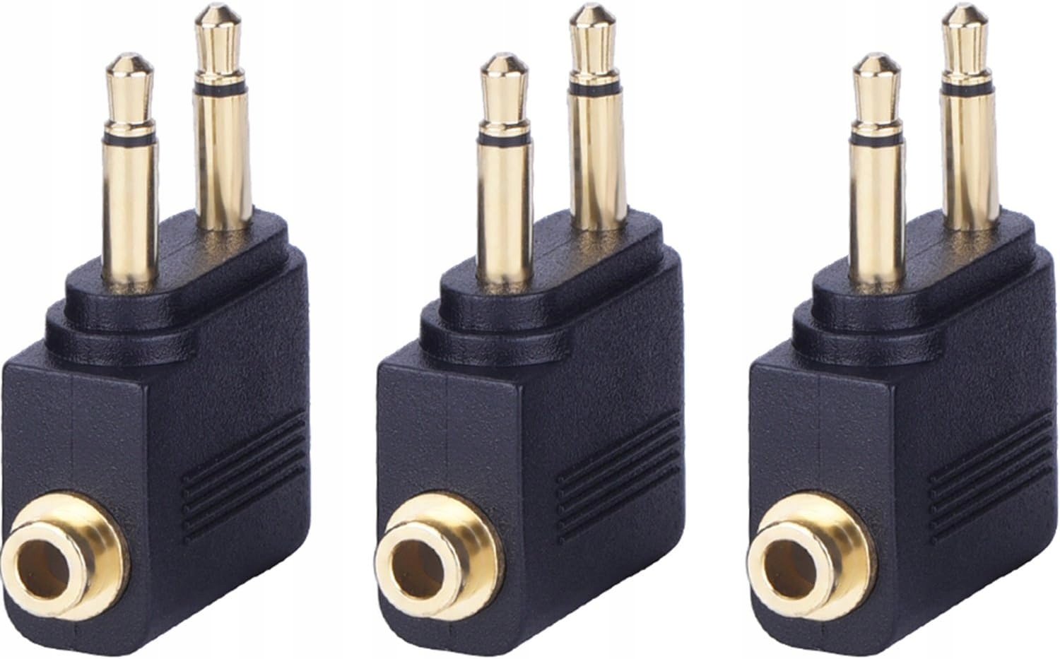 Adapter Audio do Samolotu 3x Audio Jack 3.5 mm Przejściówka Pozłacane Styki