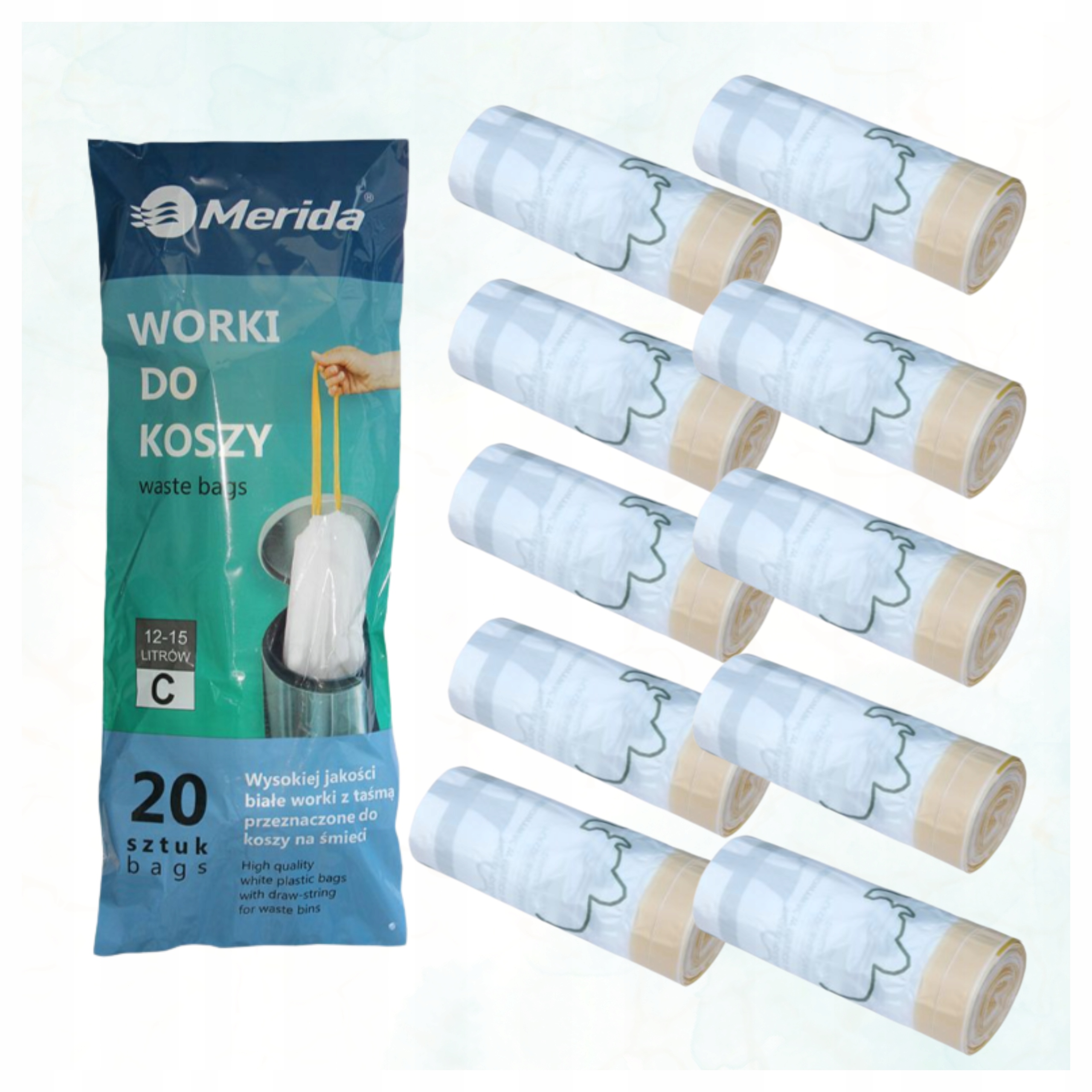 Levně Pytle na odpad Merida s páskou 12 15 l, 20 Ks 10 balení