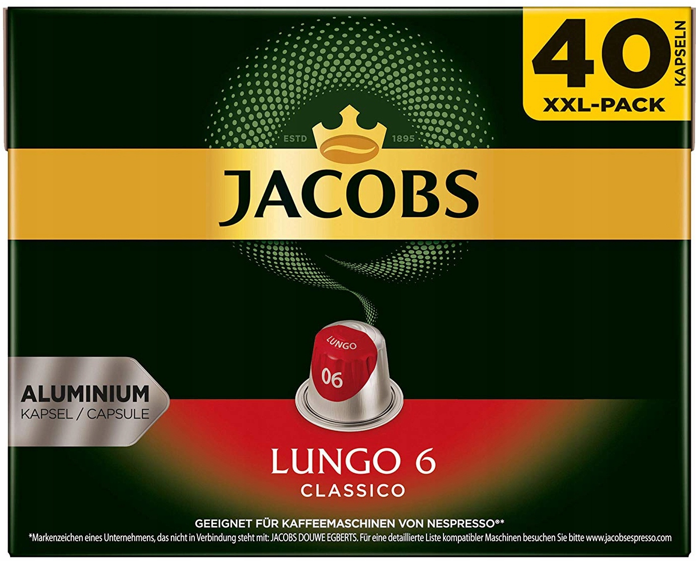 KAWA NESPRESSO JACOBS LUNGO CLASSICO 40st XXL-PACK Marka Jacobs