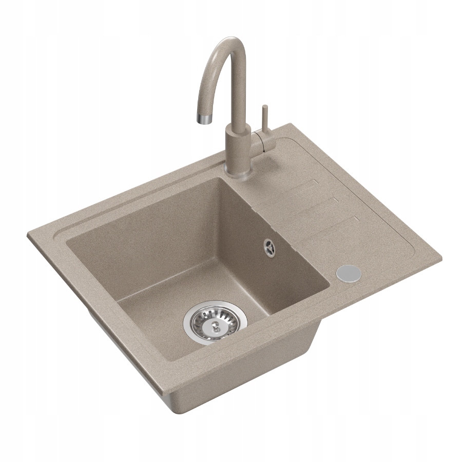 Quadron Ben 116 1-komorový drez 55x44x17,5 cm Béžový set s batériou