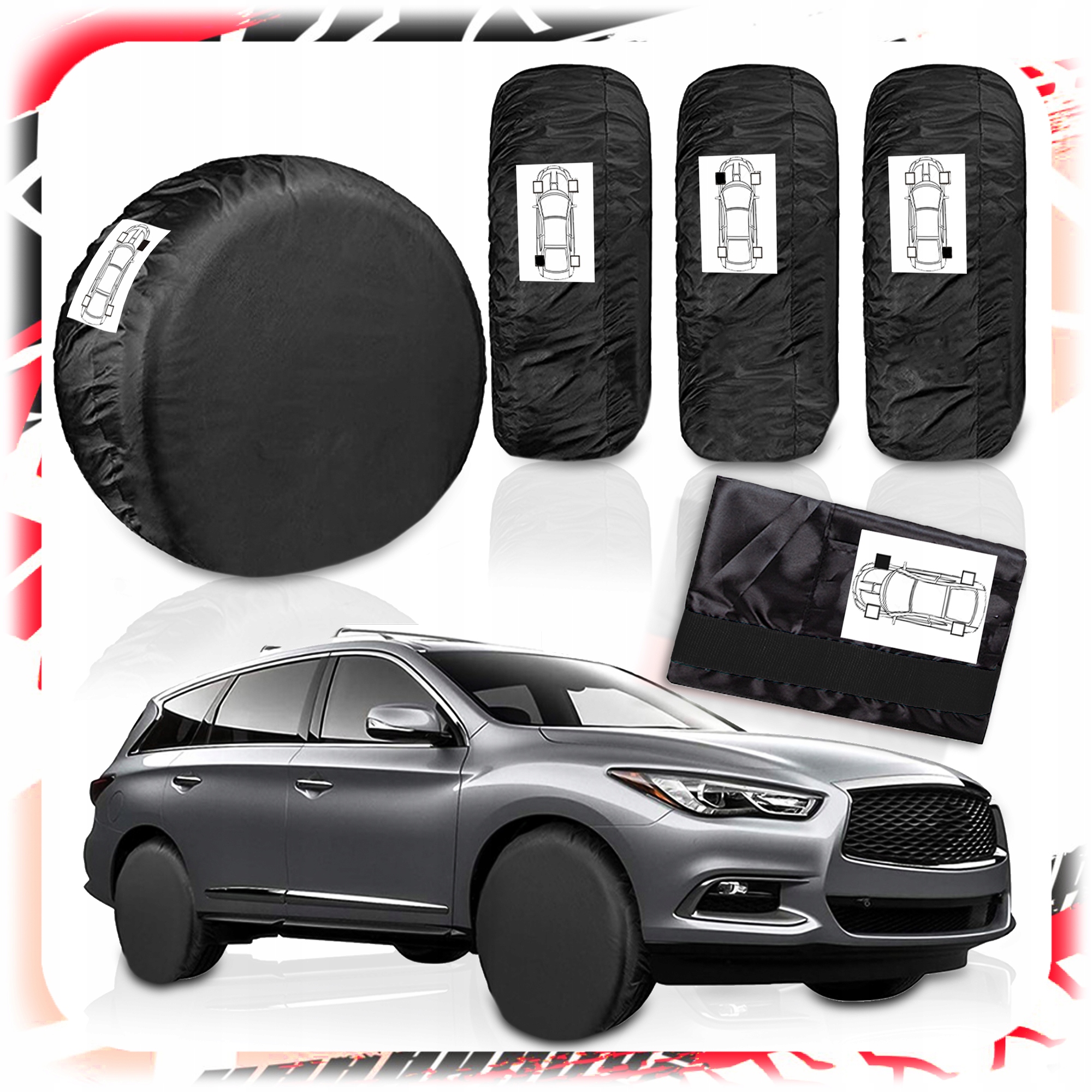 ZESTAW 4 SZT POKROWCE NA KOŁA OPONY FELGI 17-20 CALI POKROWIEC WODOODPORNE EAN (GTIN) 5906601621116