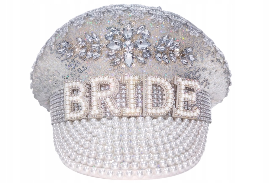 Čepice s krystaly a perlami Bride pro dívčí večer Steampunk