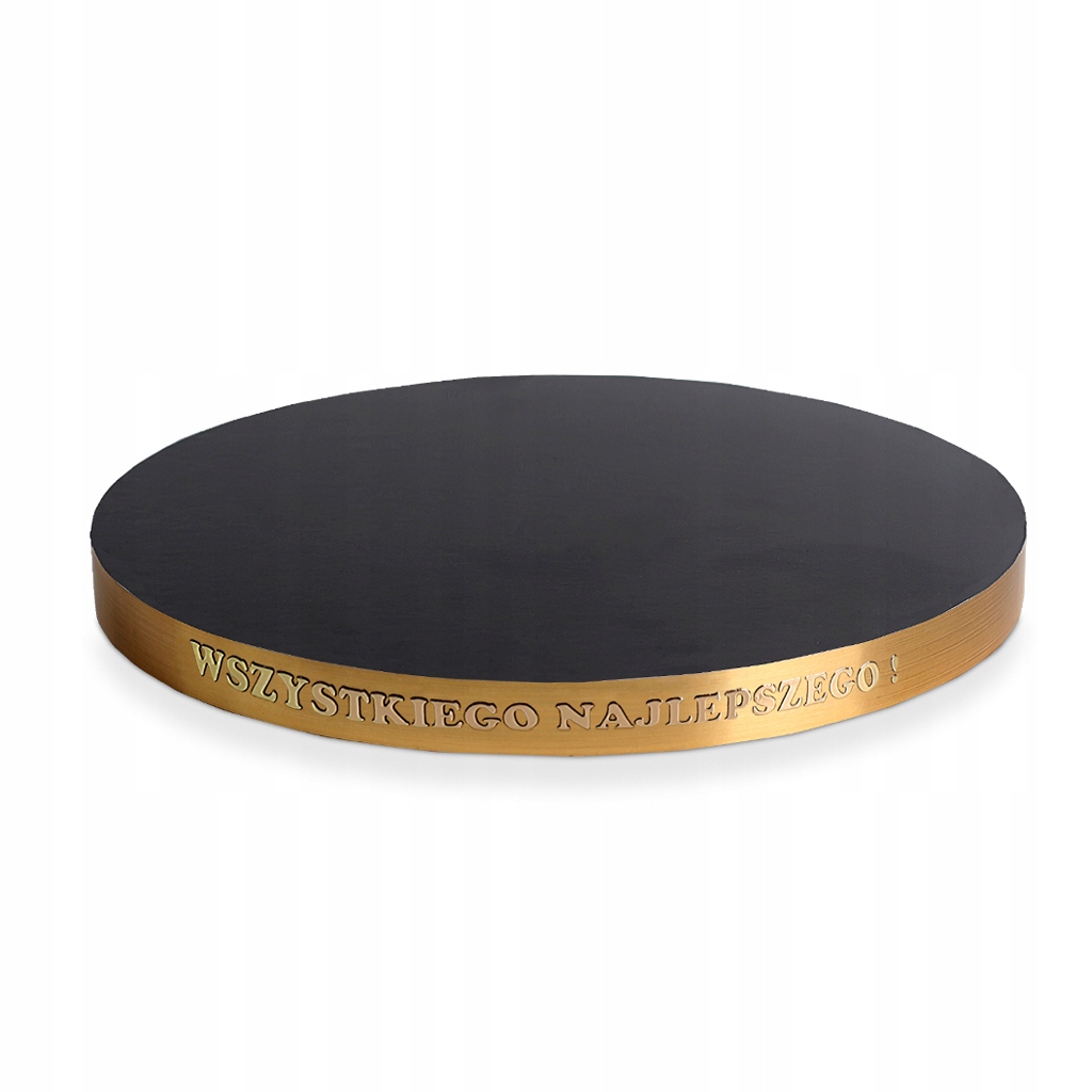 Podkład pod tort ciasto 30 cm styrodur czarny z złotym bokiem naklejka 3d