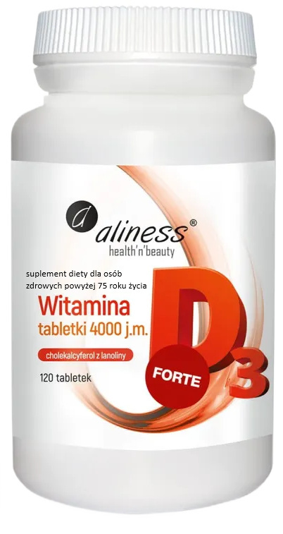 Aliness WITAMINA D3 FORTE Naturalna Odporność Mineralizacja kości 120 tabl.
