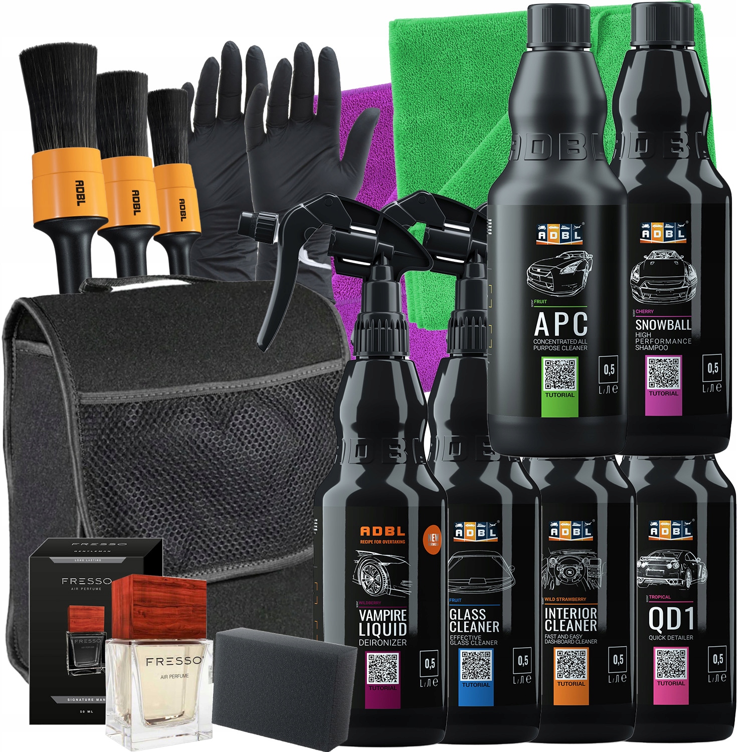 Adbl Velký Set Detailingových Kosmetických Přípravků S Taškou Na Dárek Parfém