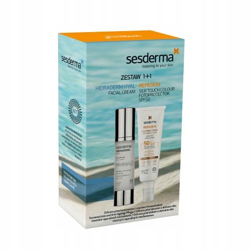 Sesderma Zestaw Repaskin Silk Touch Fotoprotector SPF50+Hidraderm Hyal krem
