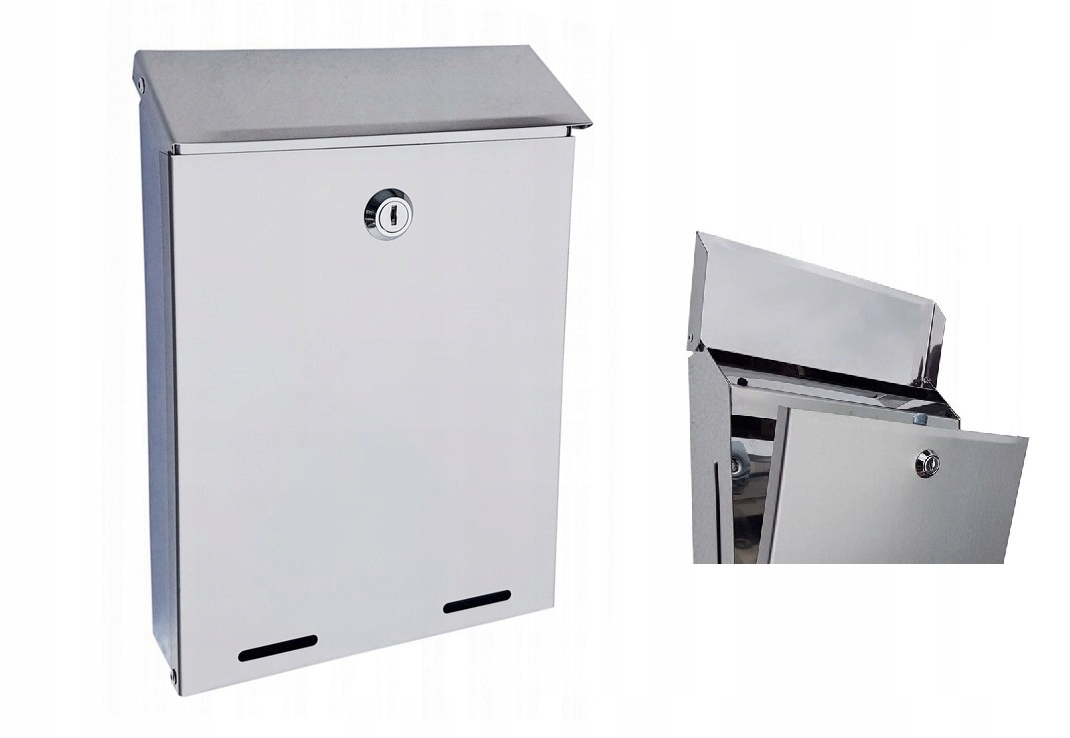 Poštovní Schránka Z Nerezové Oceli Zámek Proti Otiskům Prstů 2 Klíče Montáž