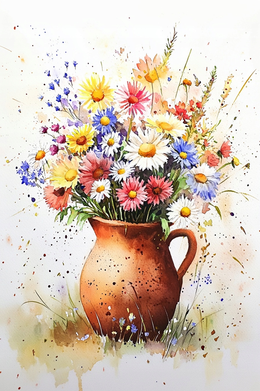 Obraz Na Plátně Canvas Dekorace Barevné Květiny Kytice Džbán 80x120