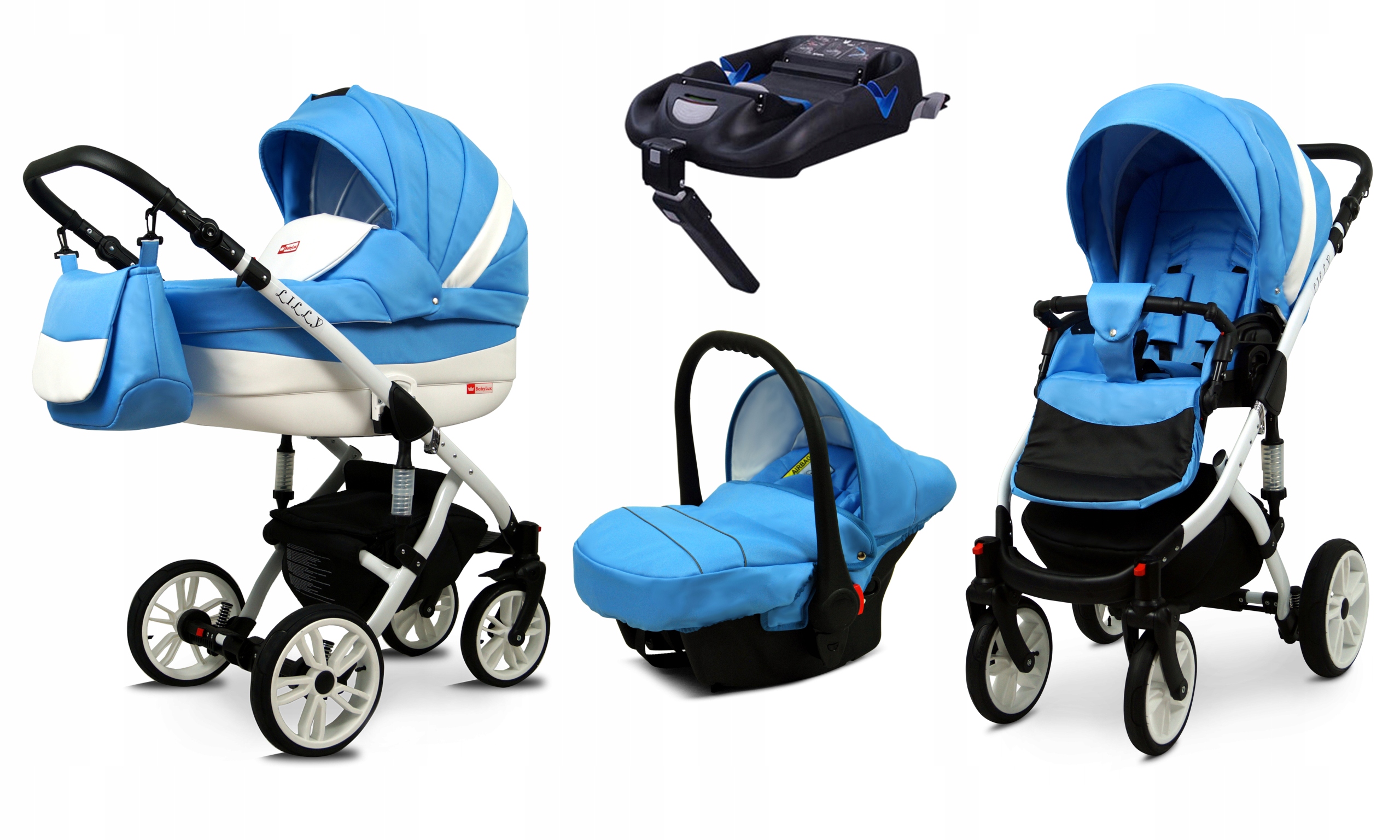 Wózek dziecięcy 4w1 BabyLux Lilly spacerówka gondola fotelik baza Isofix