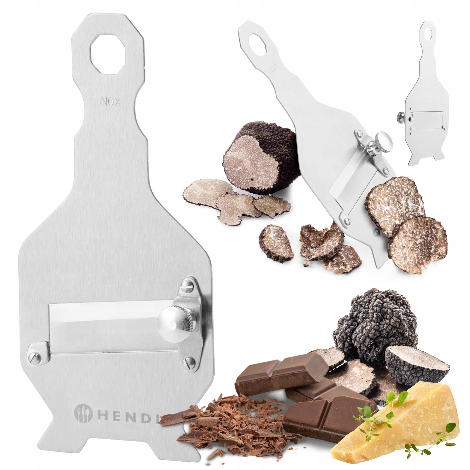 Mandolína na lanýže Hendi Ragulovaný kráječ 0,2-3 mm Nerezová Ocel