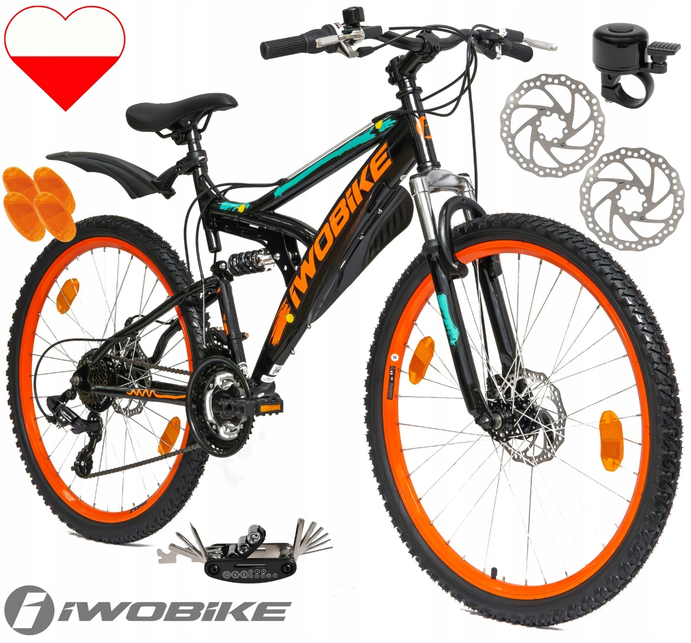Rower Męski Damski Górski 26" Mtb Iwobike 2025 Shimano Tarcze Full Amory
