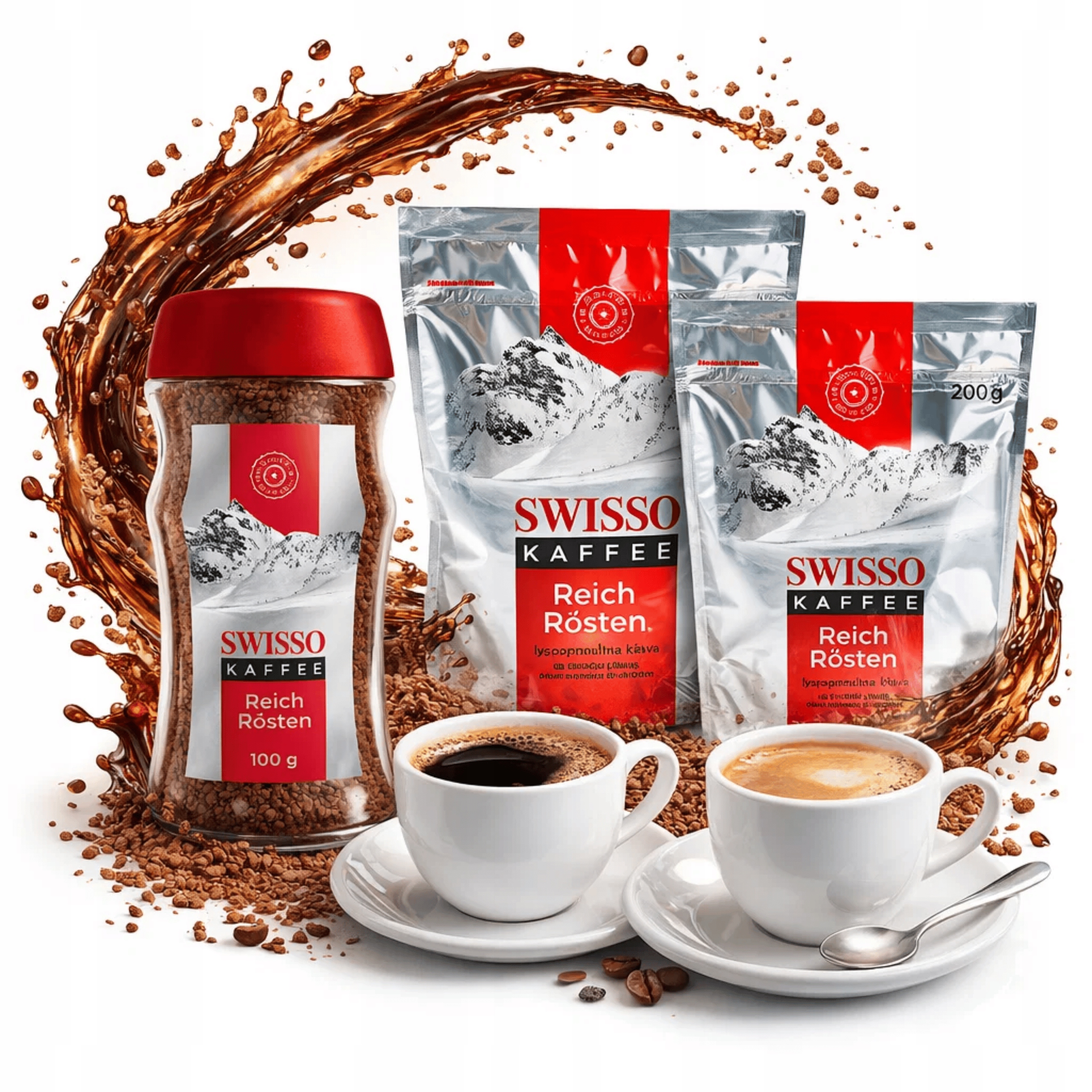 Levně Káva rozpustná aromatická intenzivní Swisso Kaffee sada 3x200 g