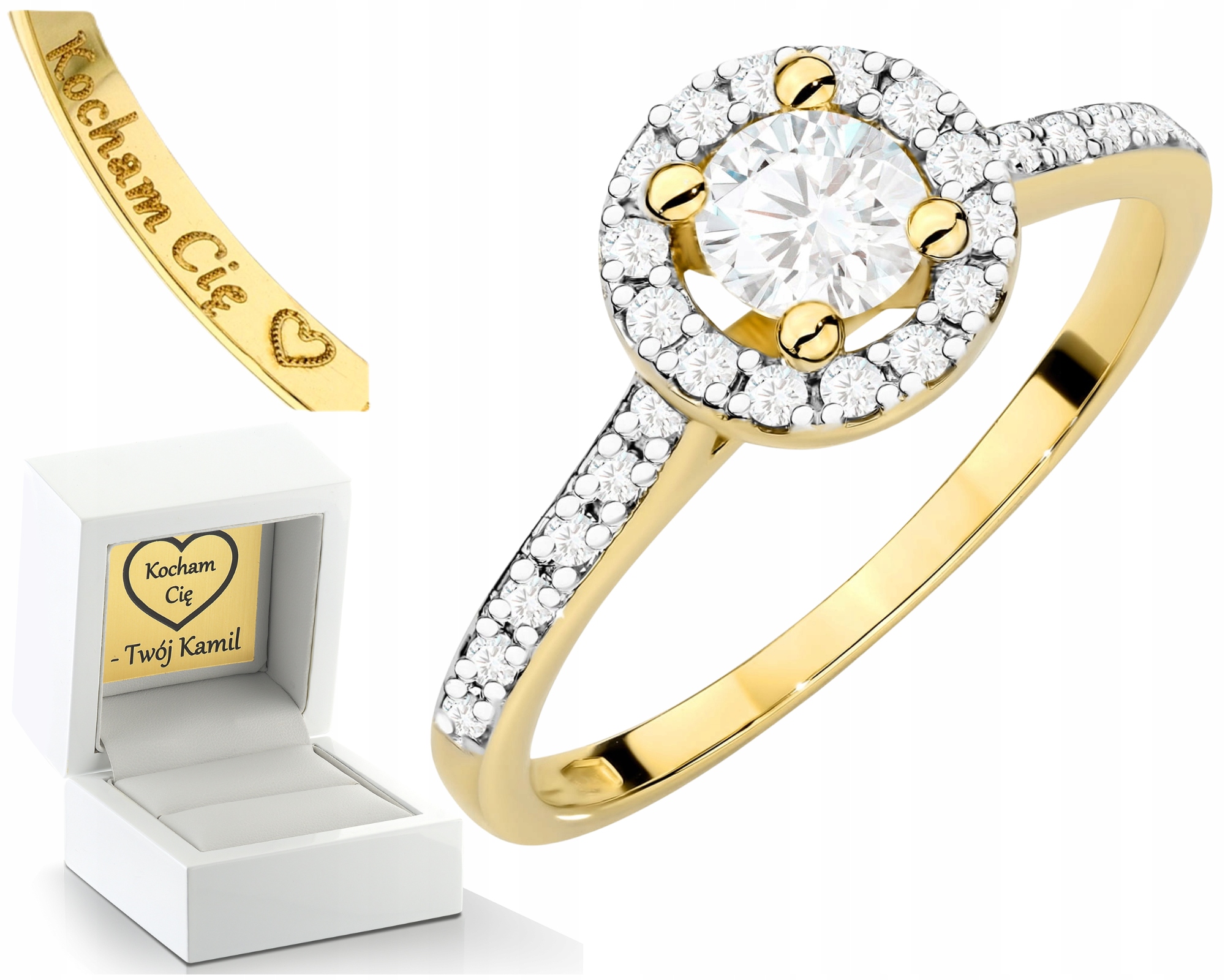 Zlatý Prstýnek Diamanty Lab Jako Dárek Drť 585 14K