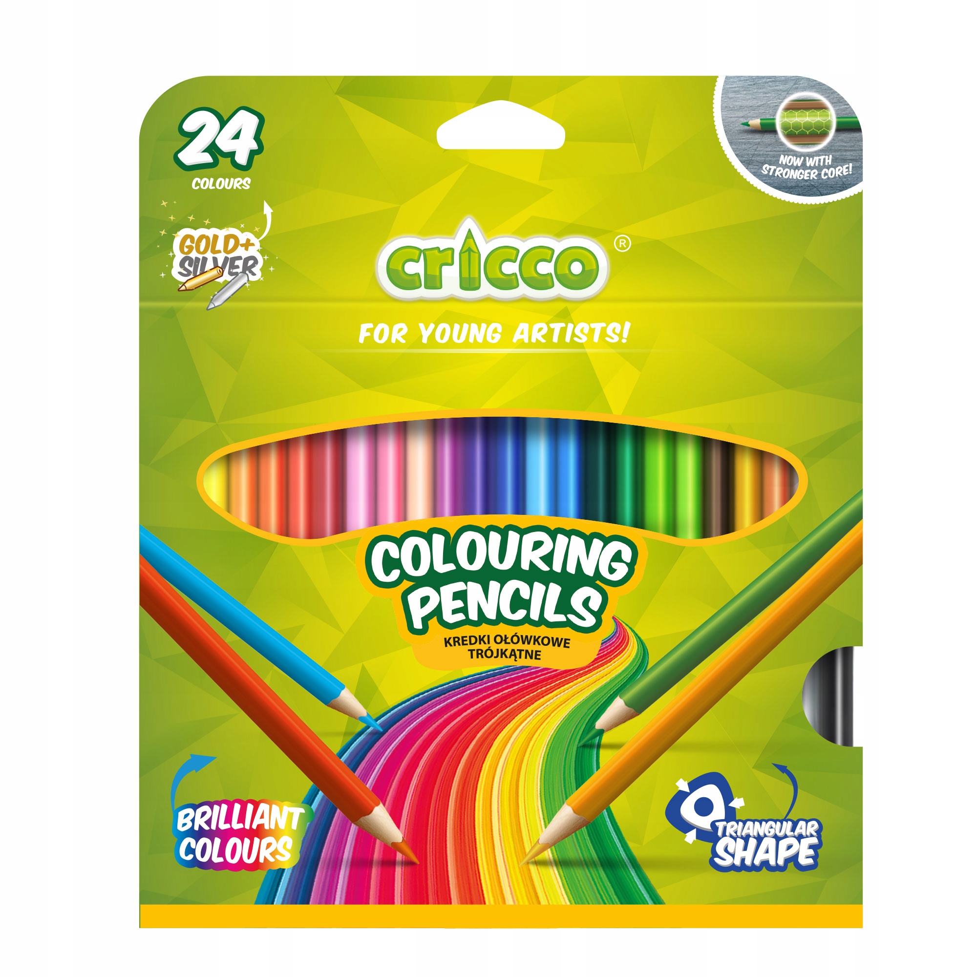 

Kredki ołówkowe Cricco trójkątne 24 kol. wyprawka