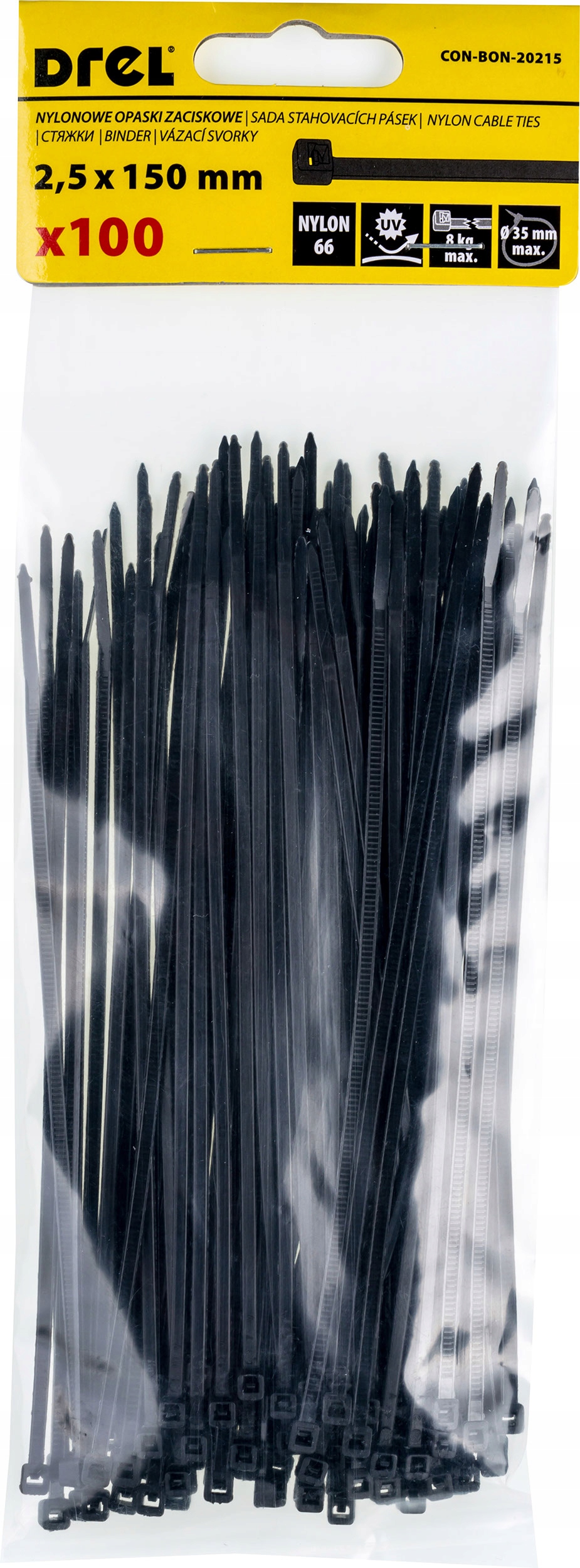 

Opaska kablowa zaciskowa nylonowa 2,5x150mm 100szt