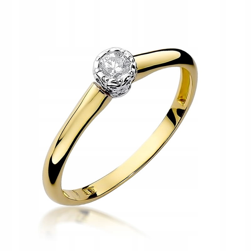 Zlatý prstýnek 585 s 0.13 ct diamantem kulatý na zásnuby, šperky