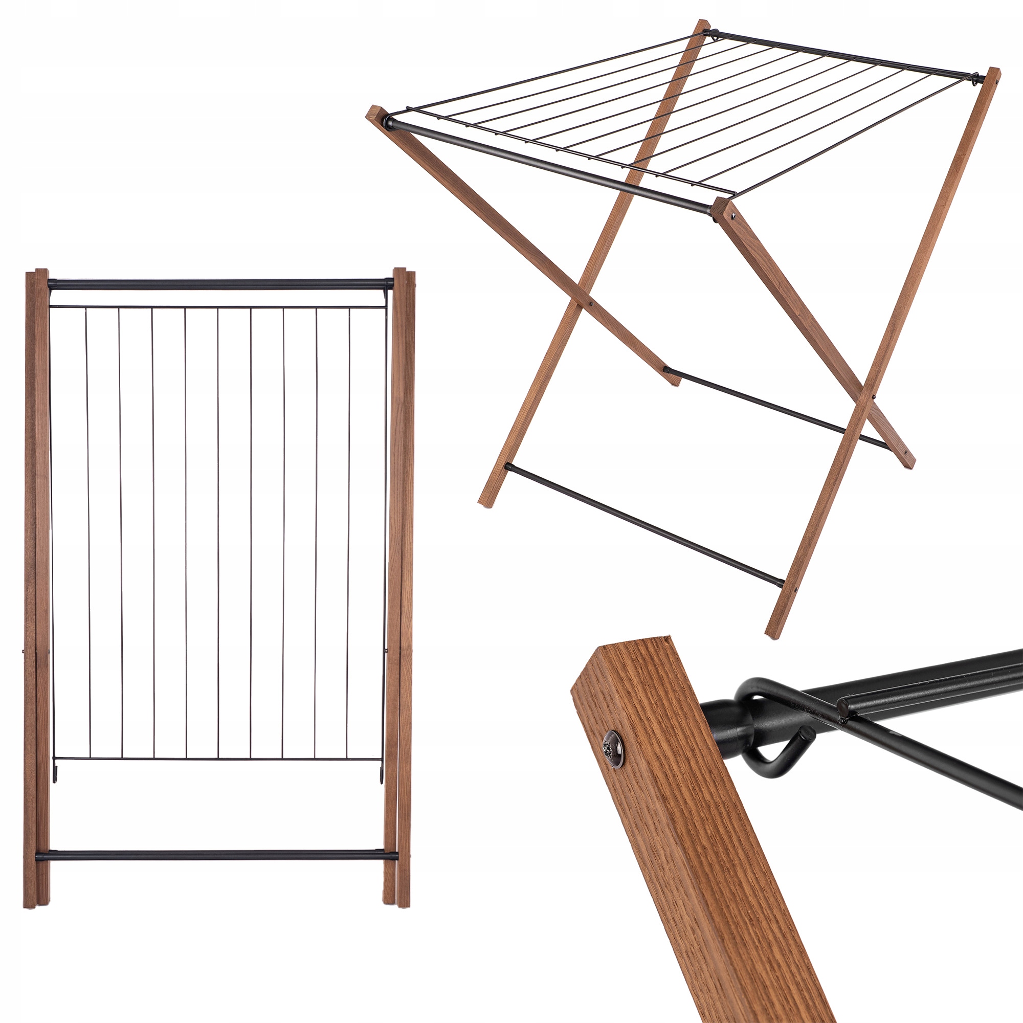 Levně Sušák Na Prádlo Stojící Oblečení Skládací Balkonová Malá Silná Dřevěná
