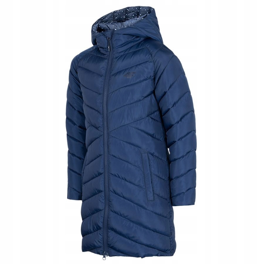 KURTKA DZIEWCZĘCA 4F PUCHOWA PŁASZCZ ZIMOWA PARKA Kolor niebieski