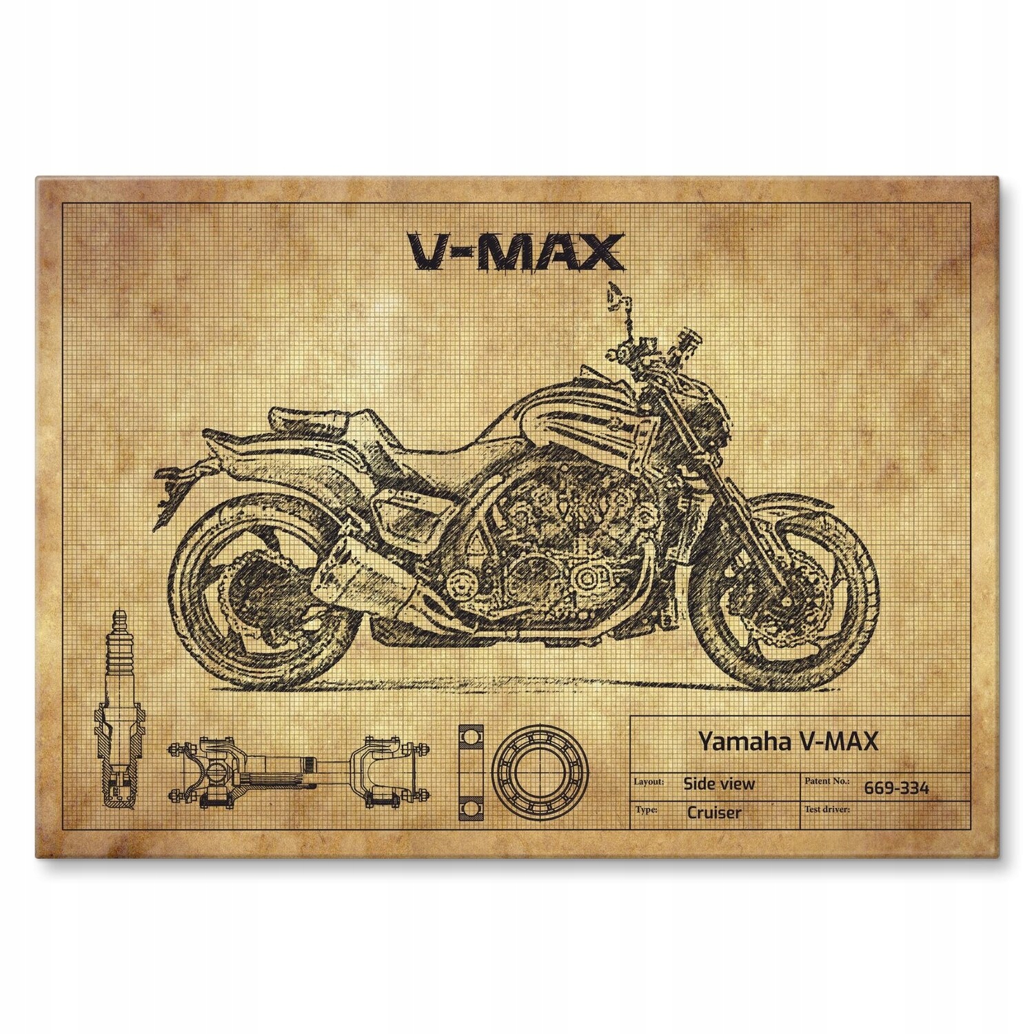 Kovový plakát Yamaha V-max Szyld Plech 22 x 31 cm Dárek