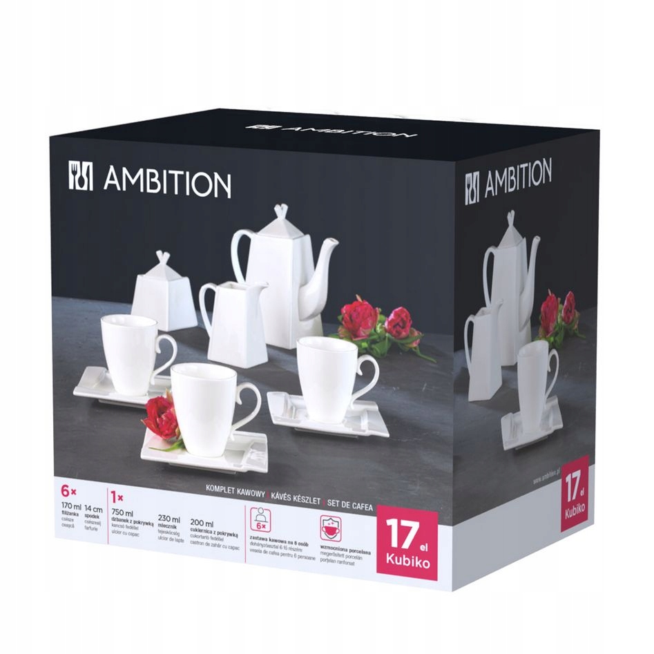 Komplet kawowy Kubiko 170 ml 17-elementowy Ambition