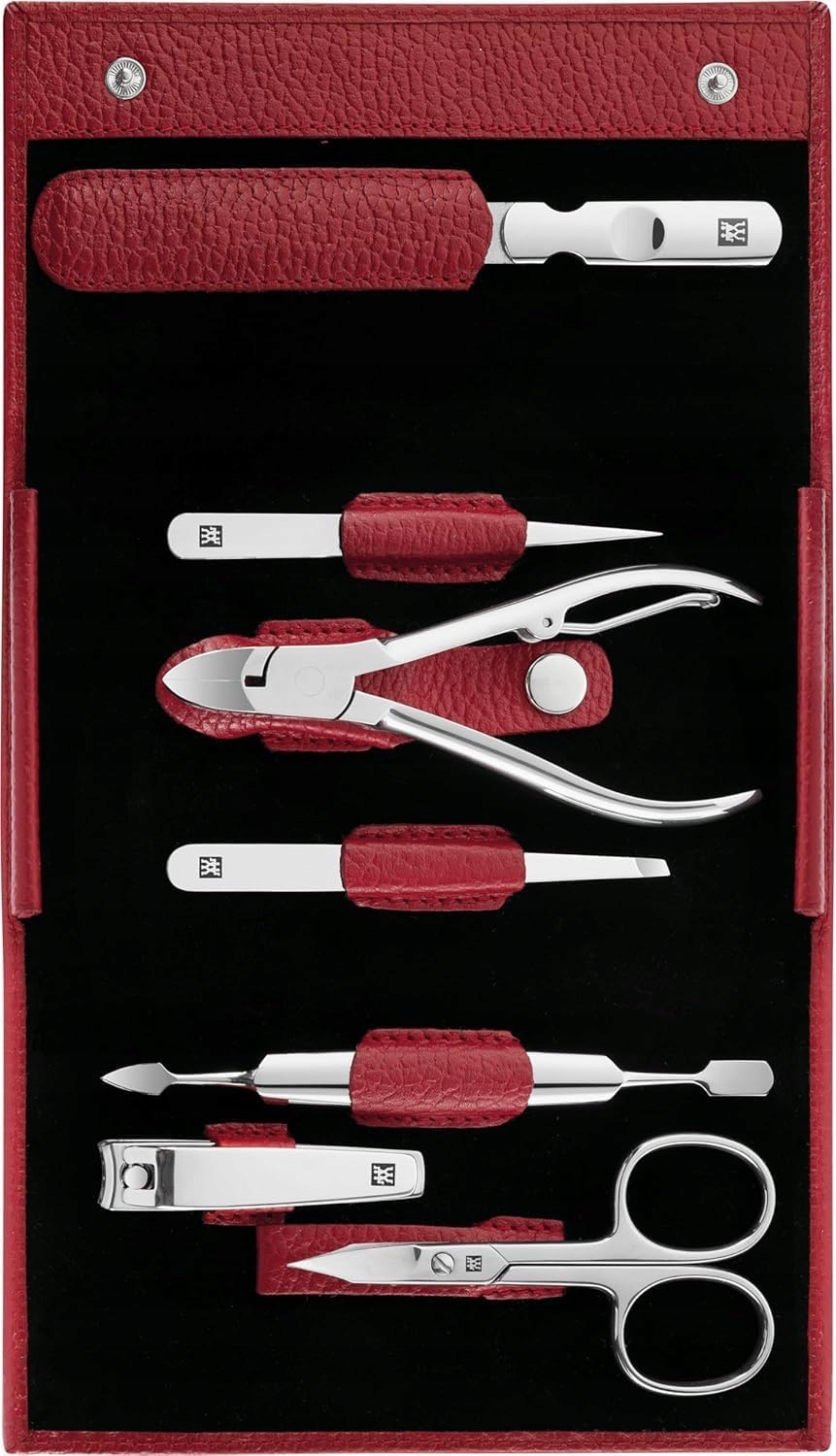 Zwilling Sada pro manikúru Pedikúra 7 Nerezová Ocel Červená kůže Classic