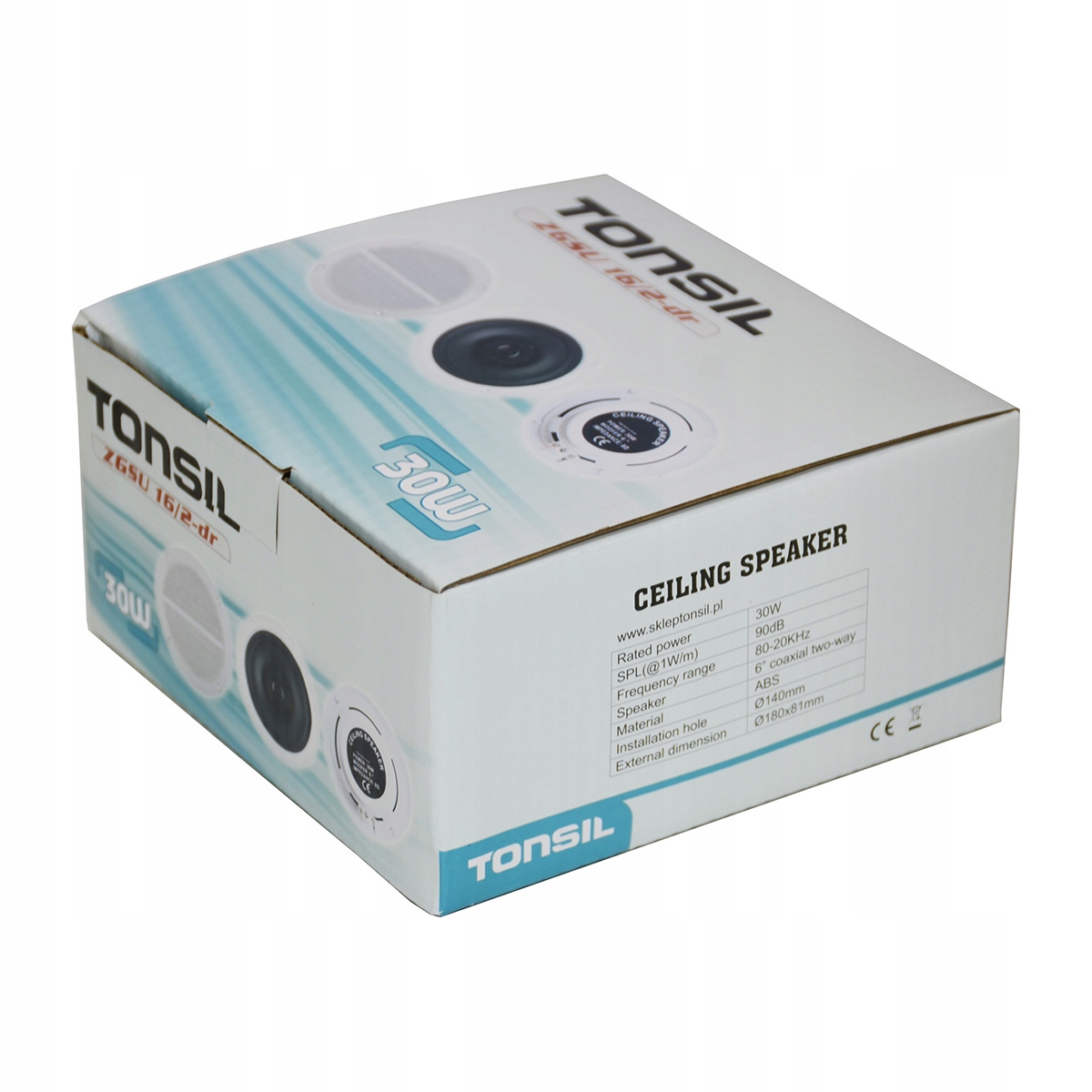 2 x Tonsil Głośnik Sufitowy Wewnętrzny ZGSU 16/2-DR Dwudrożny 8 ohm Zestaw Moc znamionowa RMS 30 W