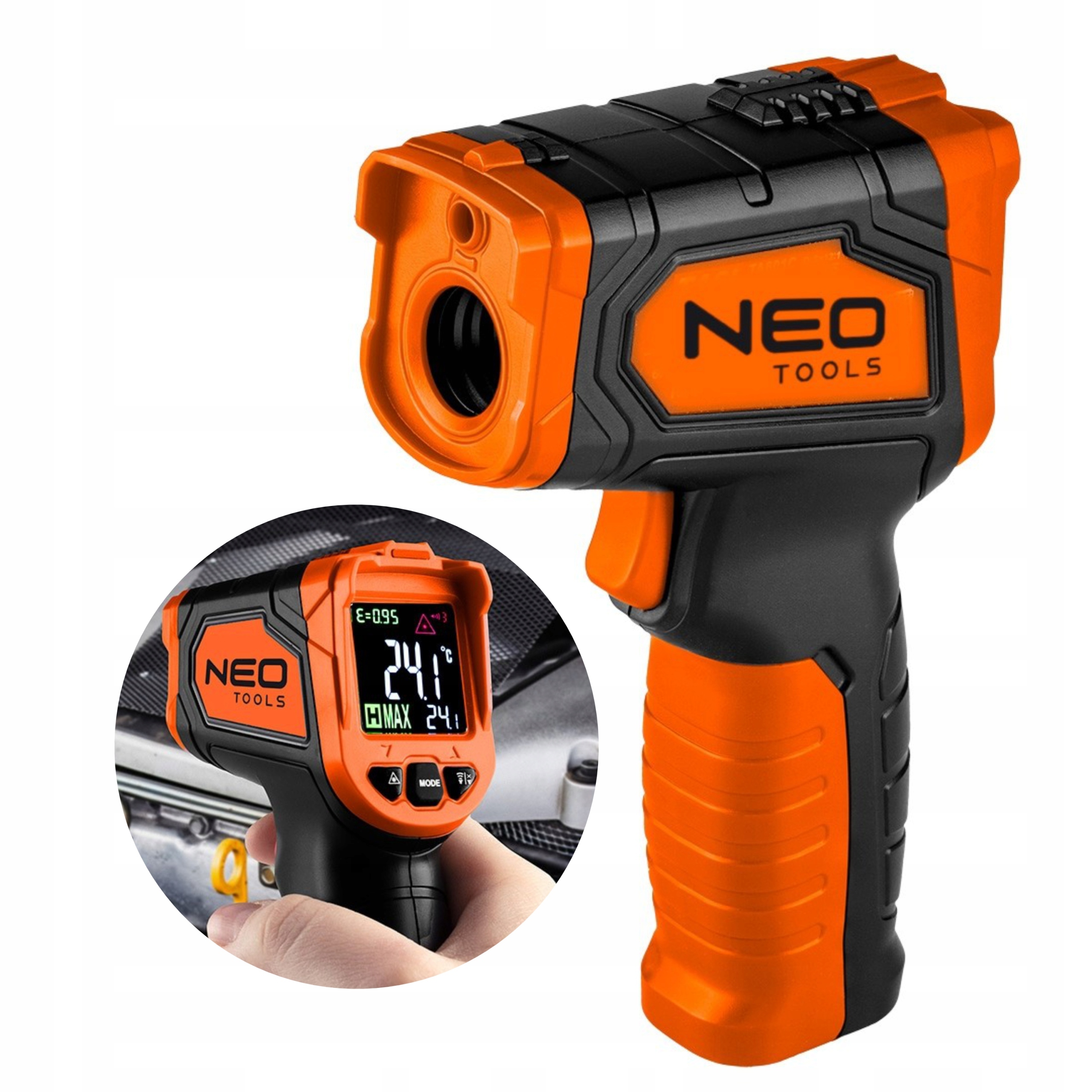 NEO PIROMETR MIERNIK TERMOMETR BEZDOTYKOWY -50+880 2X1,5 AAA 75-276