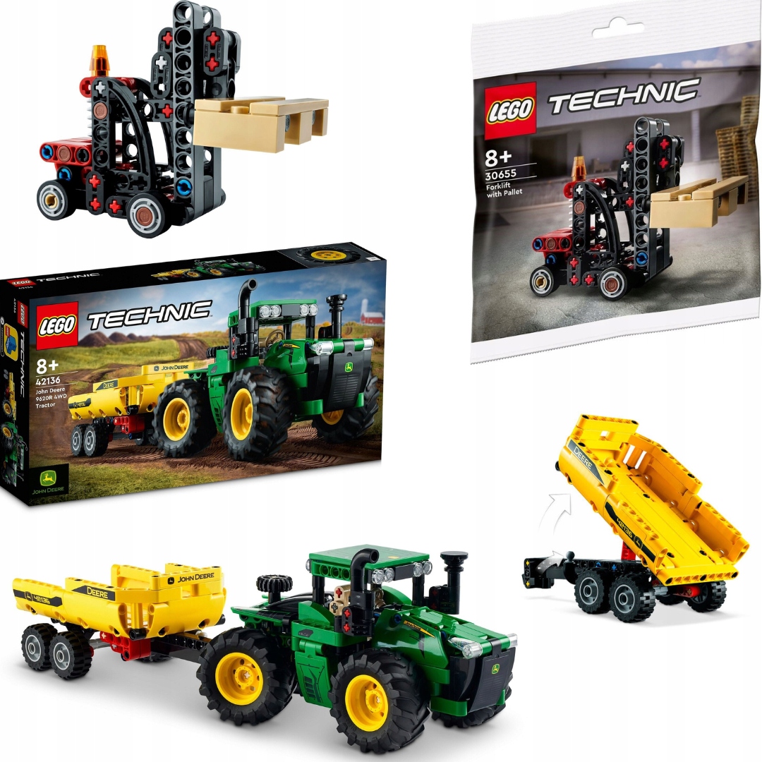 Lego Technic Set 42136 Traktor John Deere 9620R +dárek Lego 30655 Vysokozdvižný Vozík