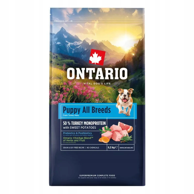 Ontario Puppy All Breeds Monoprotein Indyk 6,5 Kg