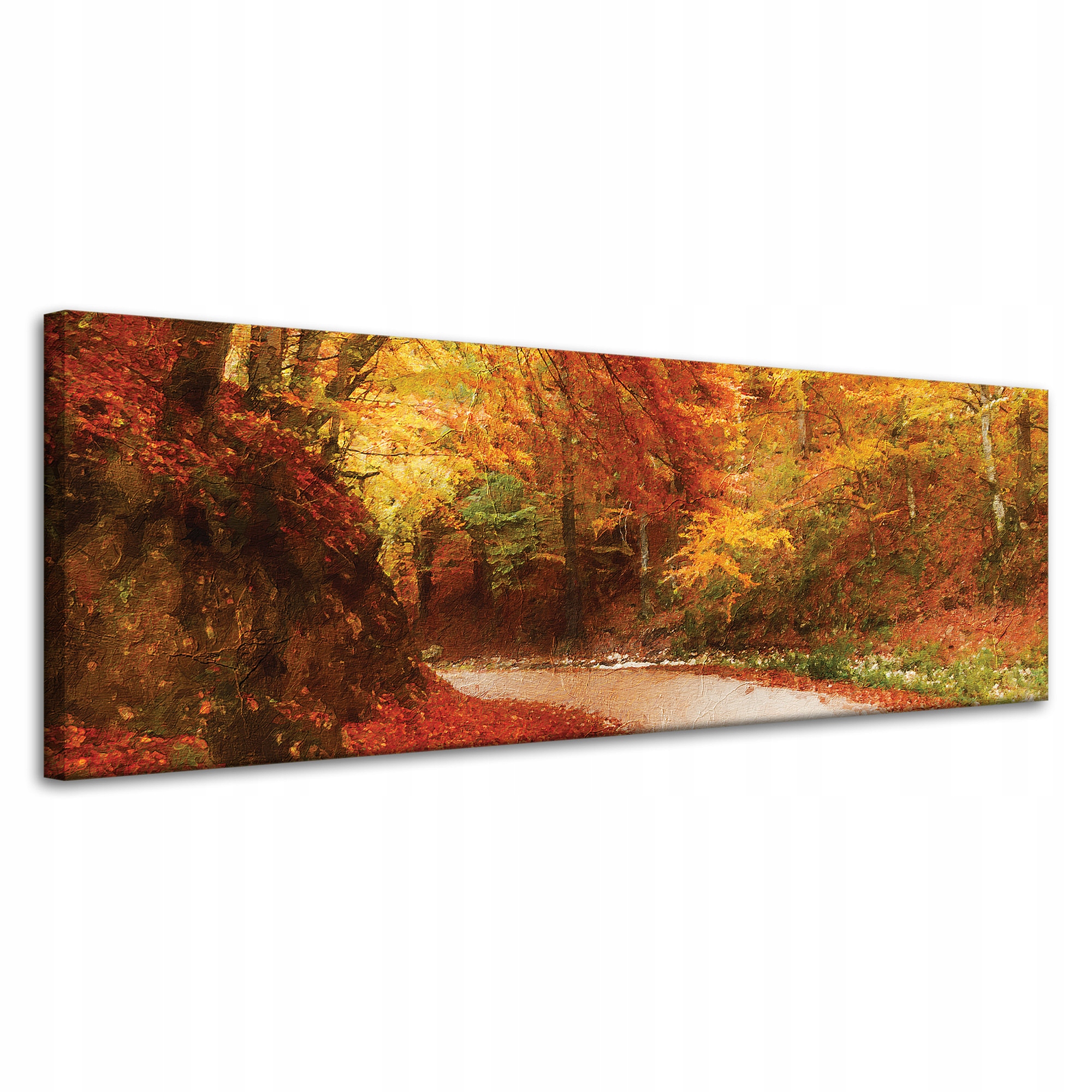 Obraz na plátně Stezka v Podzimním lese Barevné listy 120x40 cm