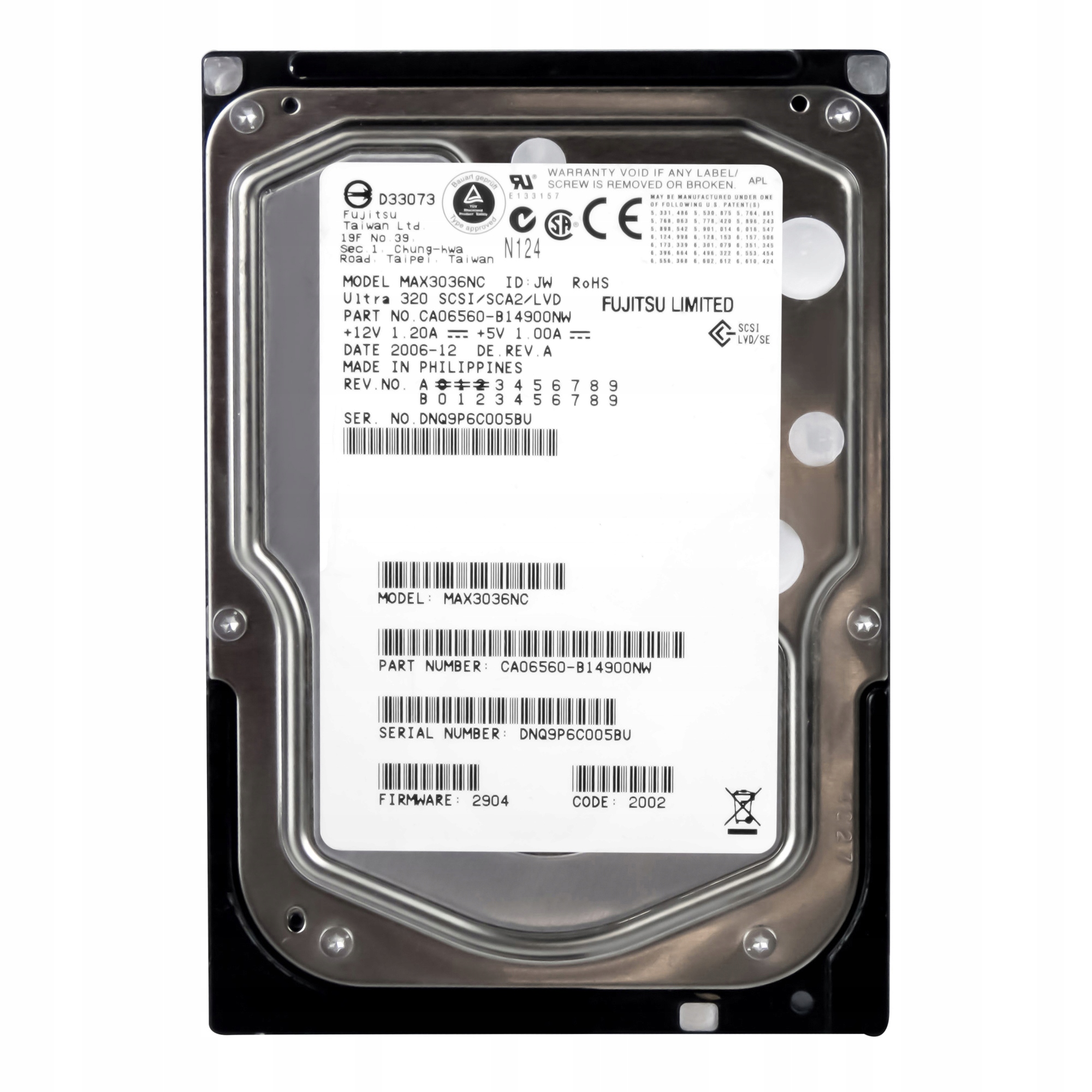 Fujitsu 36GB 15K 8MB Scsi U320 3.5" MAX3036NC