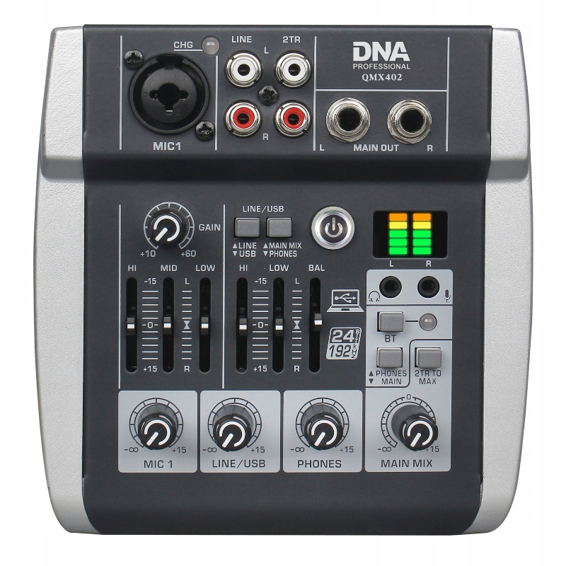 Mikser Audio Analogowy Usb 3 Kanałów Bluetooth MP3 Phantom +48V 2500mAh Dna