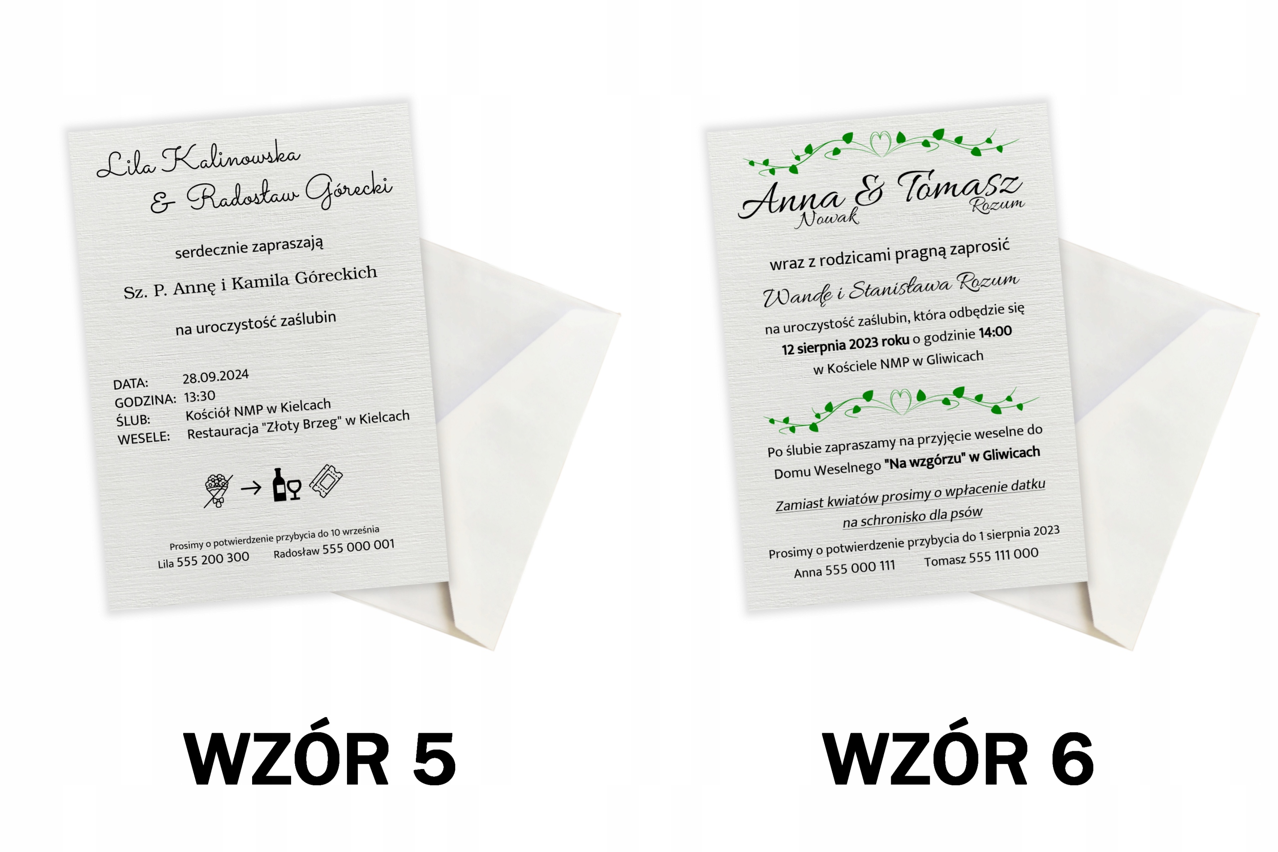 ZAPROSZENIE NA ŚLUB WESELE PRZYJĘCIE BIAŁE WZORY Szerokość produktu 10.5 cm
