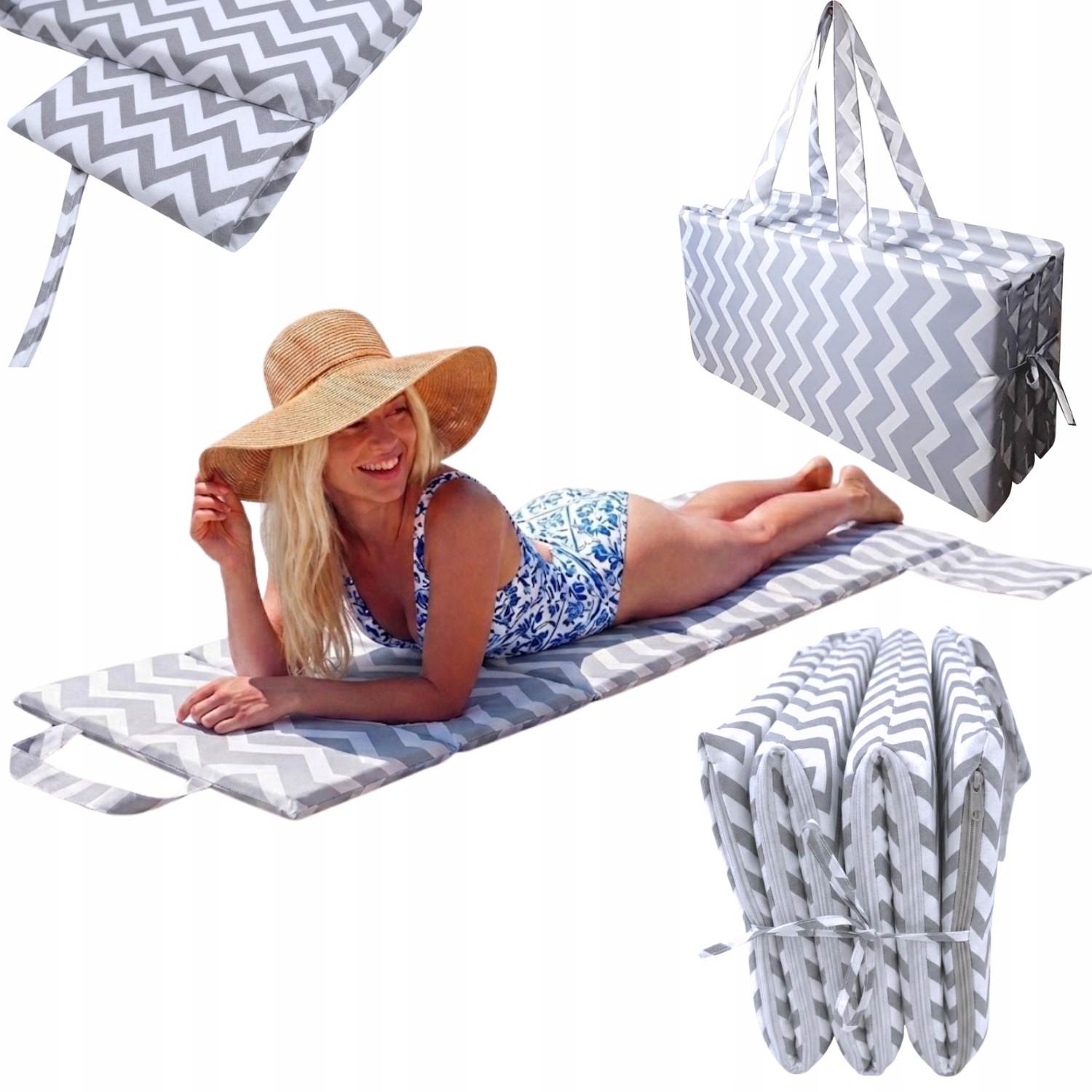 Mata Na Plaże Kamieniste Mata Plażowa Gruba Do Chorwacji 180x60x3cm rączki