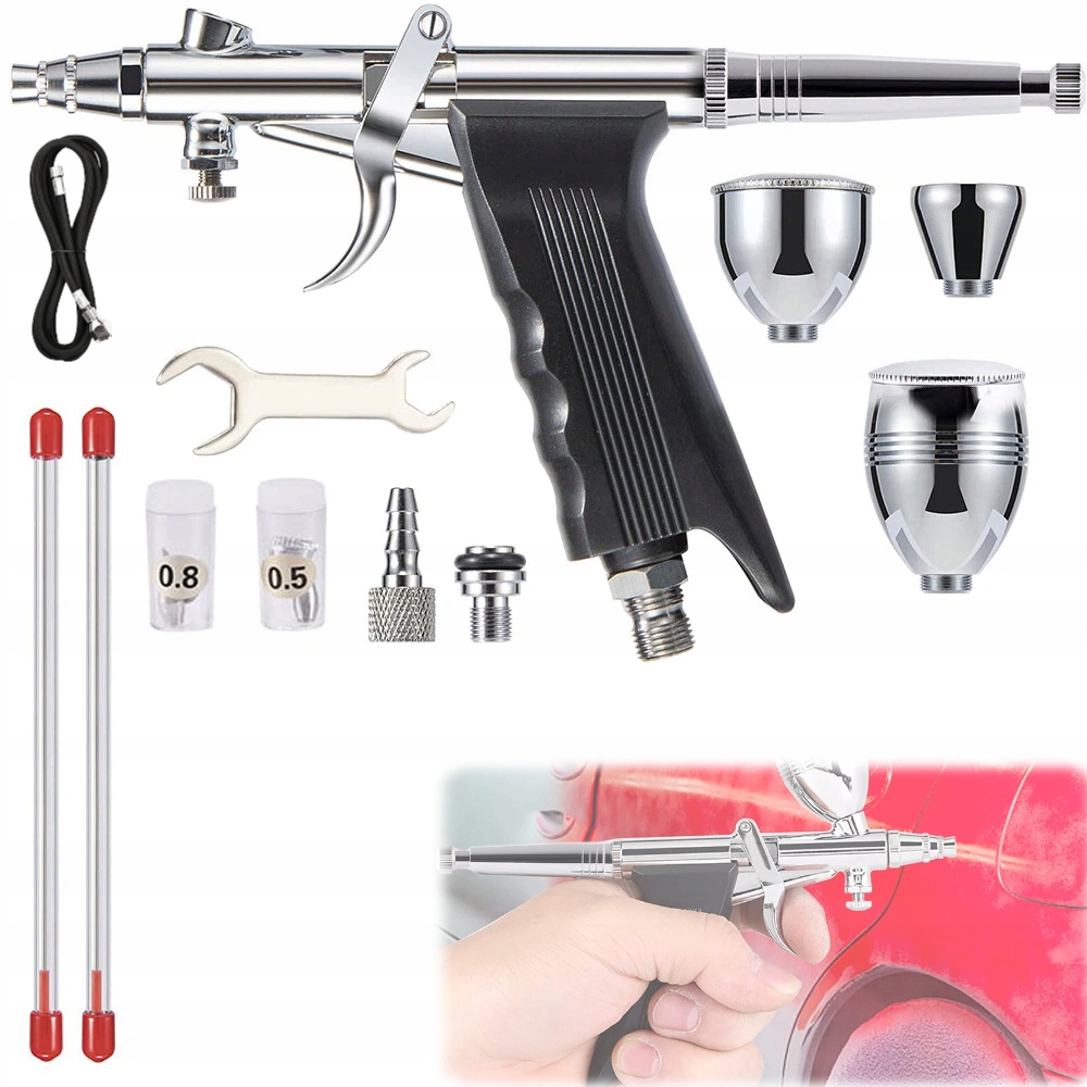 Sada Modelářský aerograf Komplet Trysky 3x 0,3 0,5 0,8 mm Nový