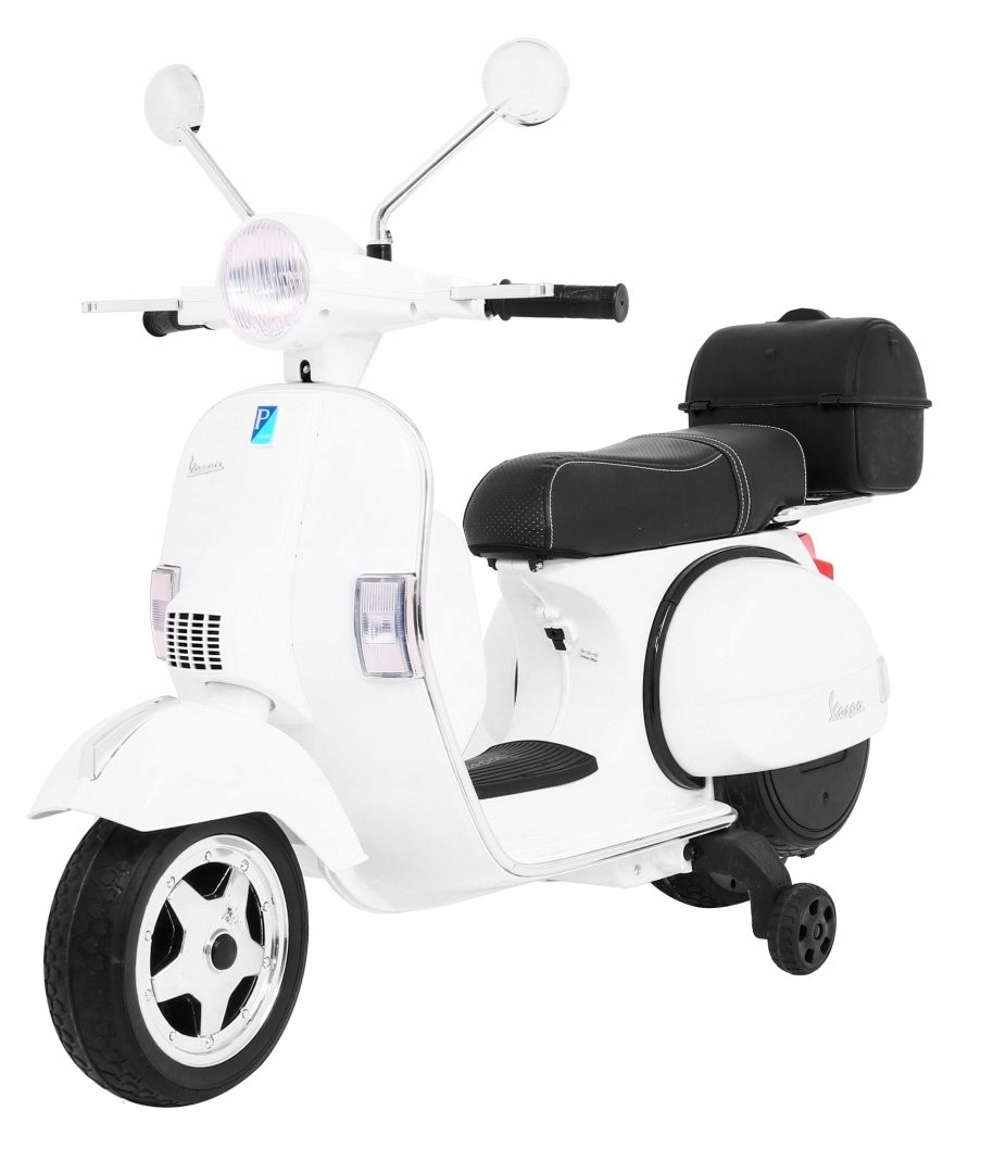 Skuter Motor Vespa elektryczny dla dzieci Kółka boczne Audio Kluczyk Eva W