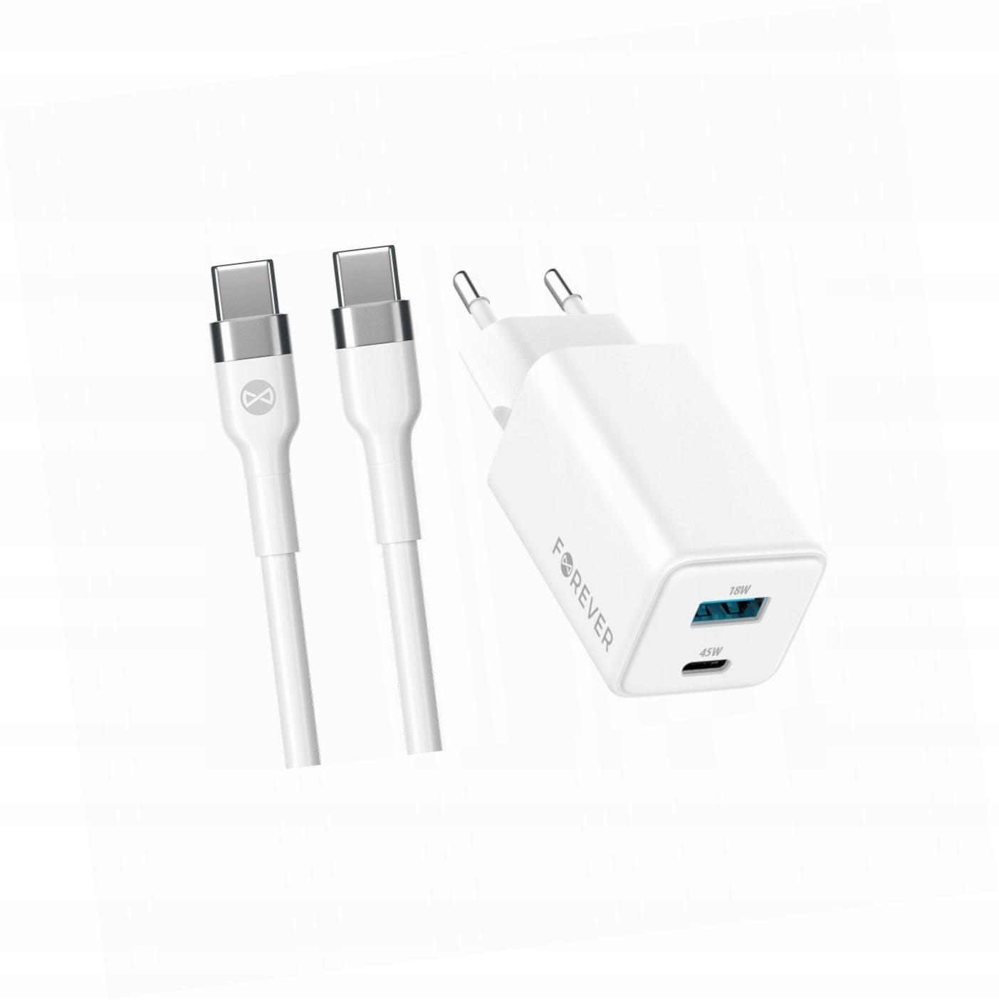 Szybka ładowarka GaN 45W 2 wejścia z długim kablem 2m do Xiaomi 11T Pro 5G