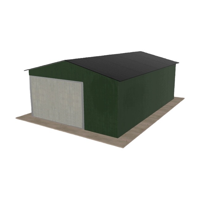 Plechová garáž 4.5x6.5 m jednopolohová, dvouspádová, zelená