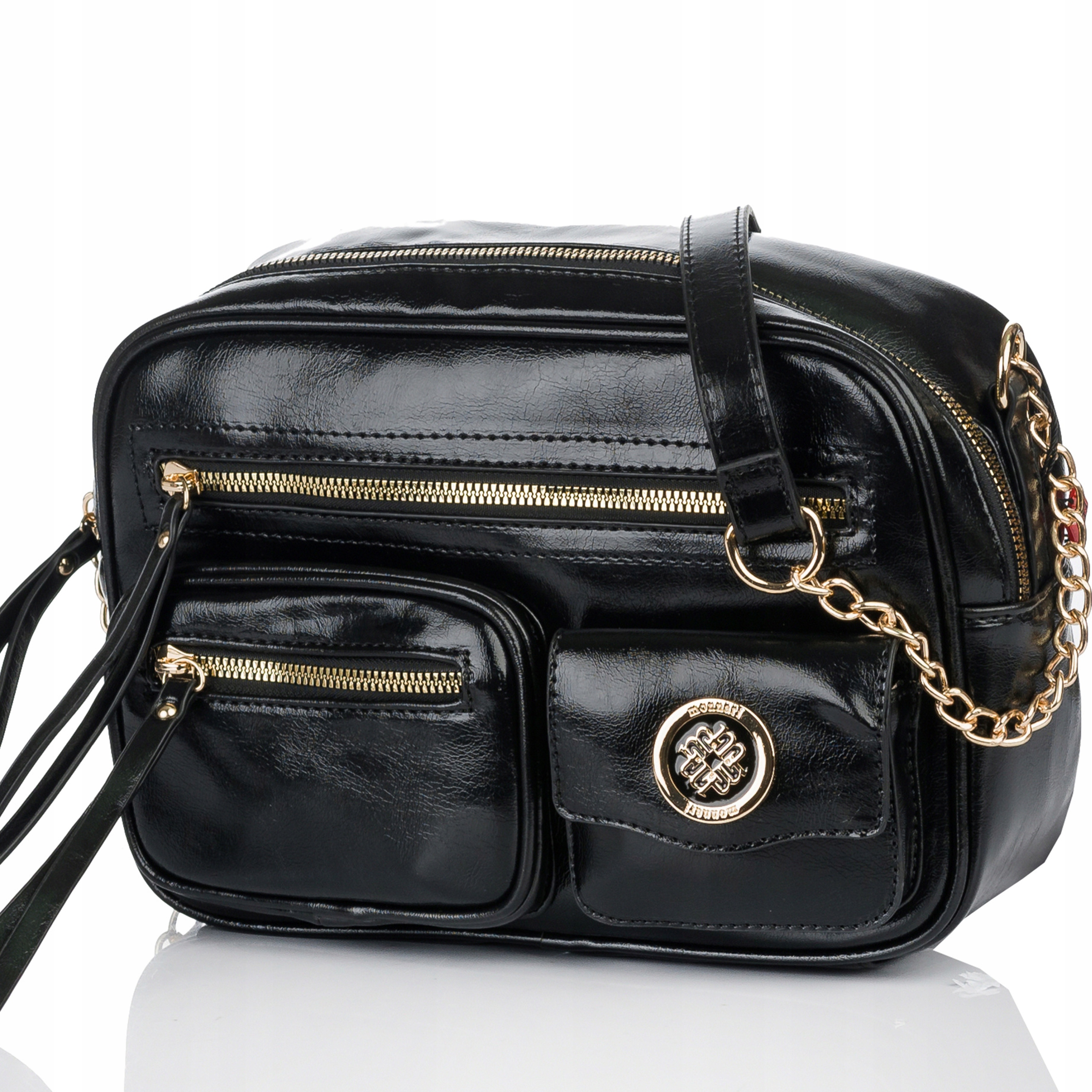 Monnari Torebka Kuferek Listonoszka Czarny Kroko