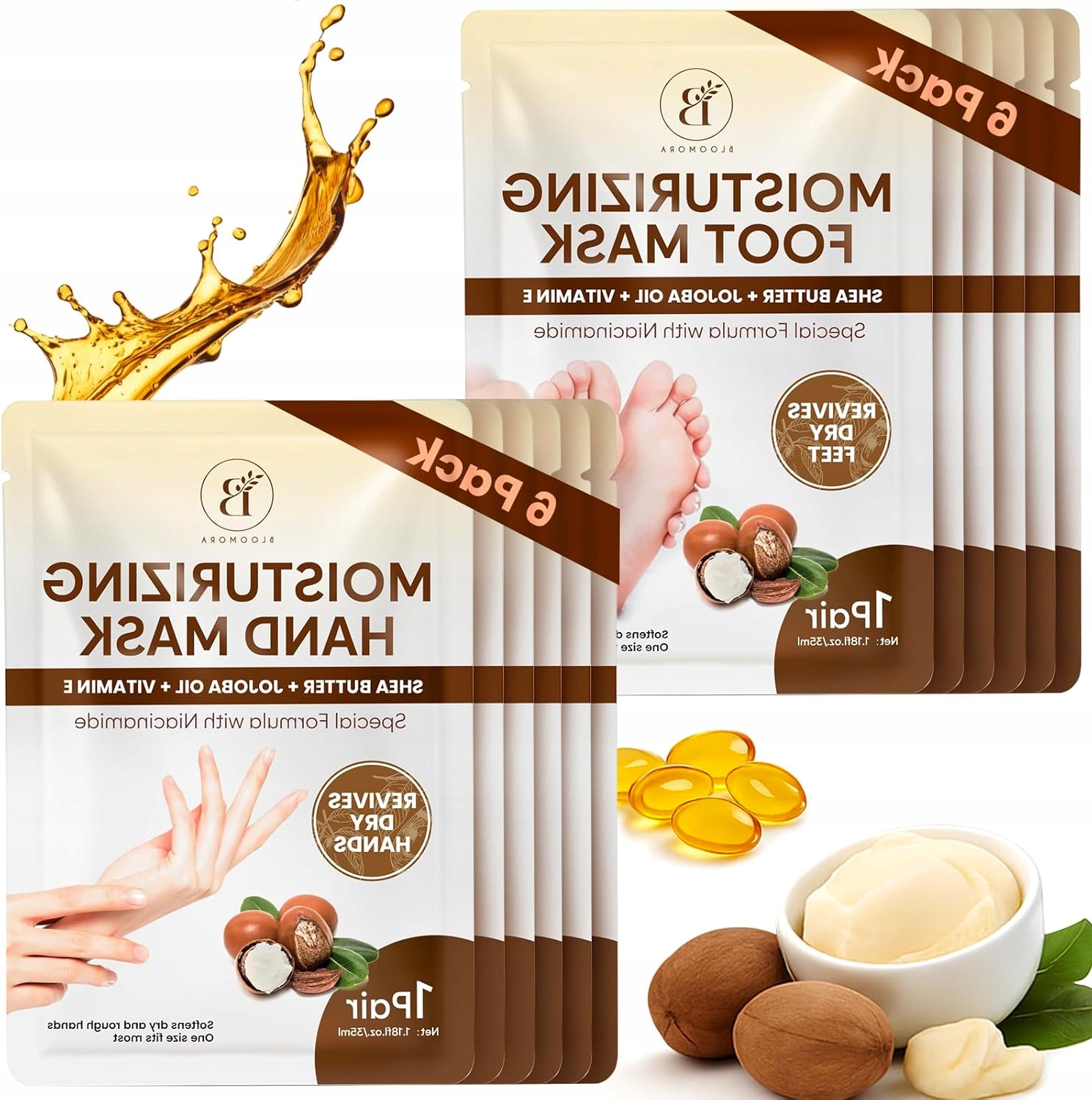 Hydratační Maska Na Ruce A Nohy S Jojobovým Bambuckým Máslem, Vitamín E